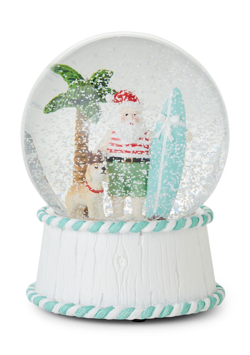 Surfboard Santa Snow Globe