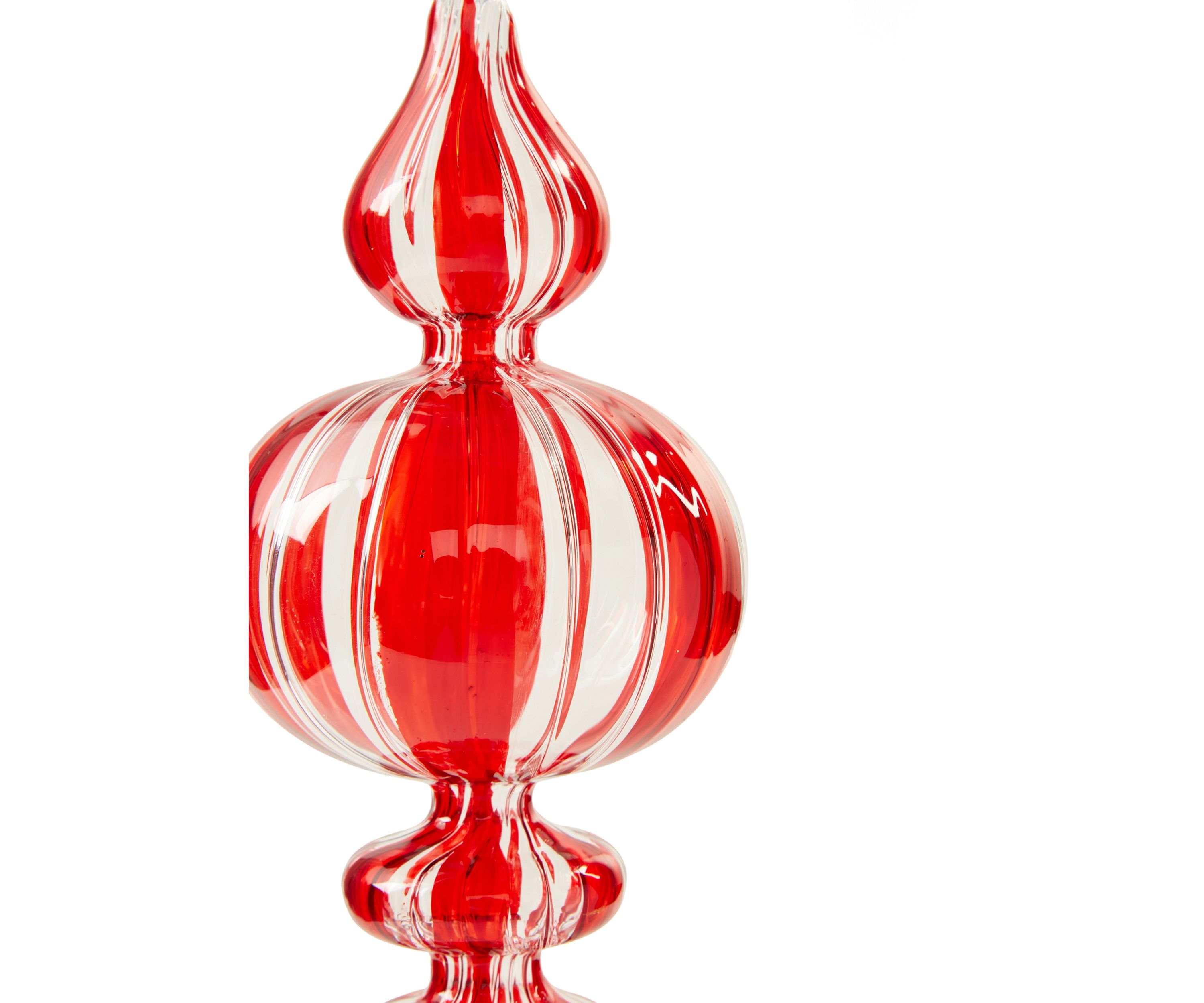 Red Stripe Glass Finial Ornament 