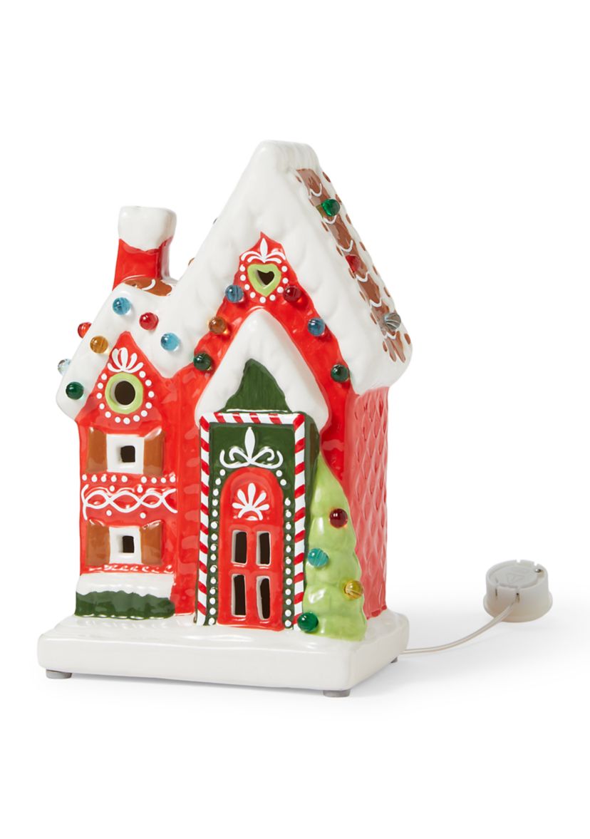 Ceramic LED Gingerbread House Figurine