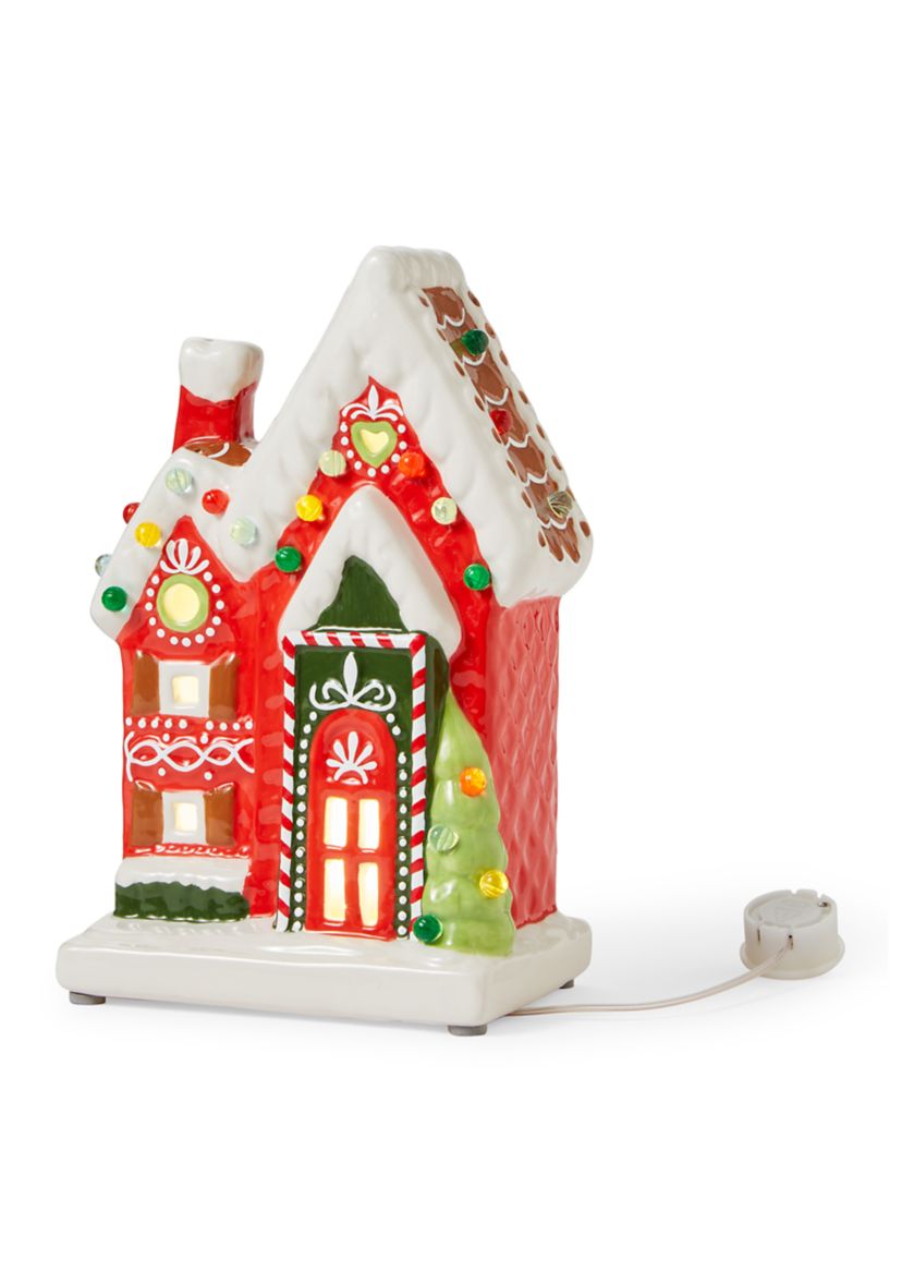 Ceramic LED Gingerbread House Figurine
