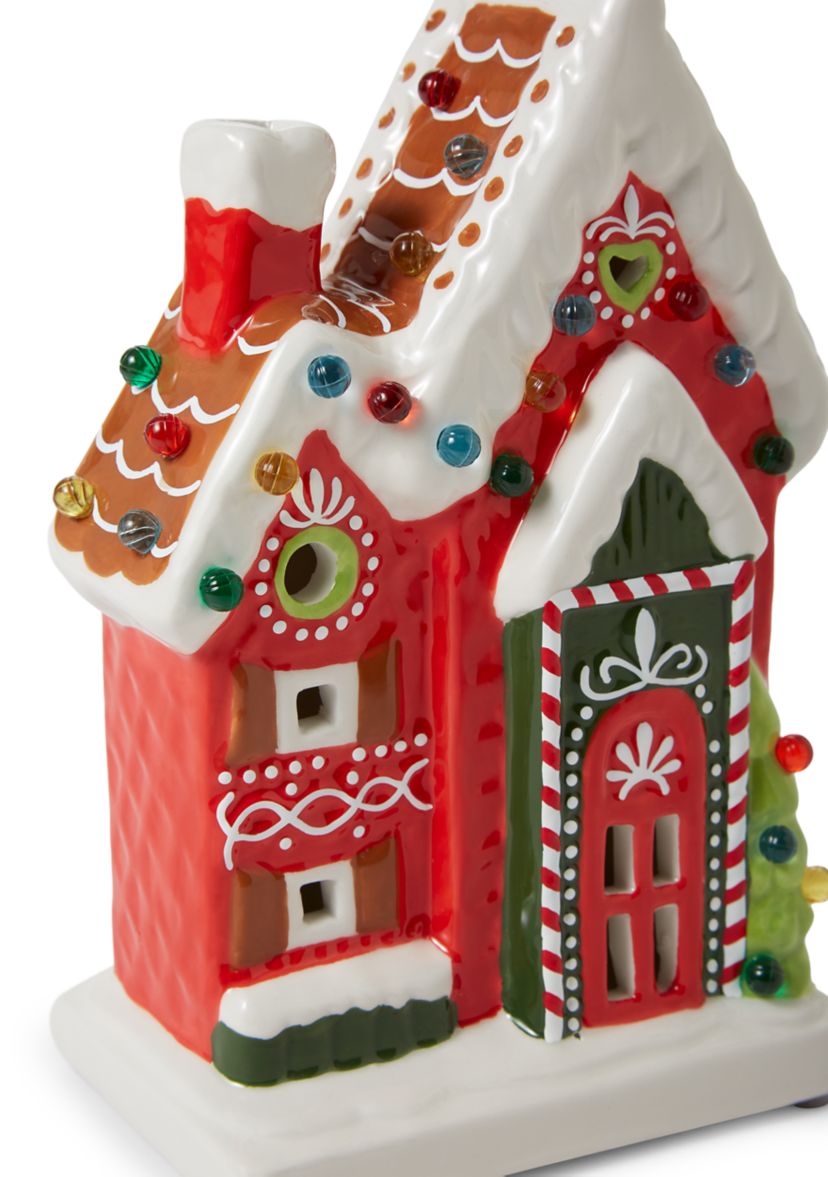 Ceramic LED Gingerbread House Figurine
