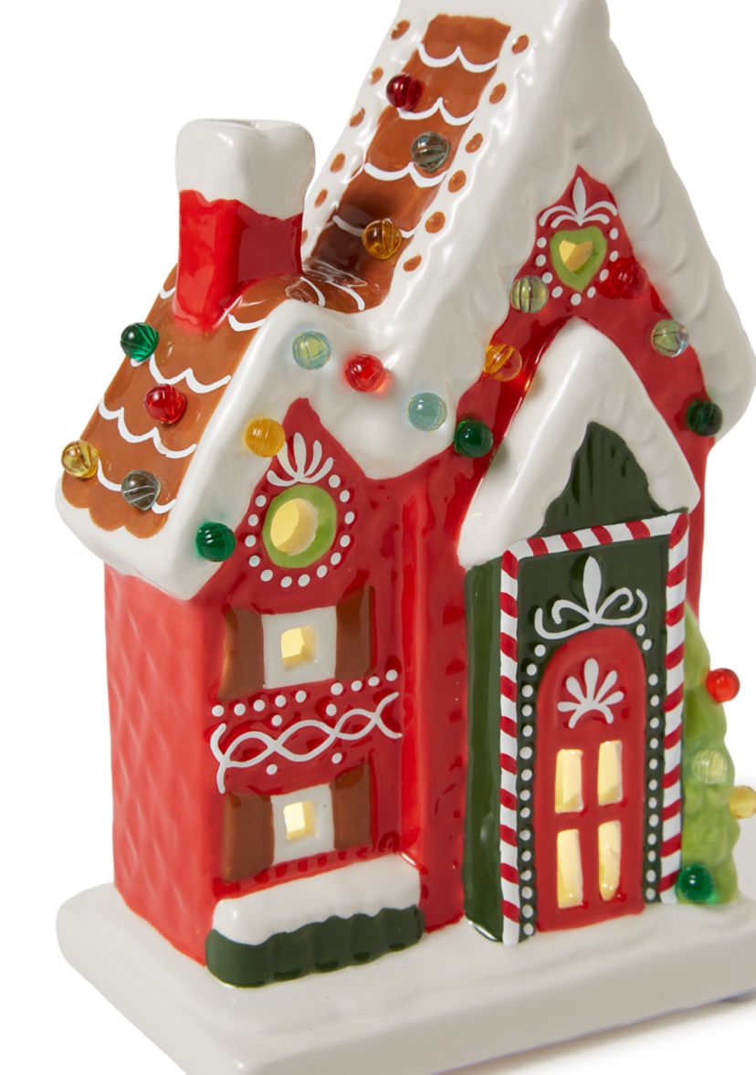 Ceramic LED Gingerbread House Figurine
