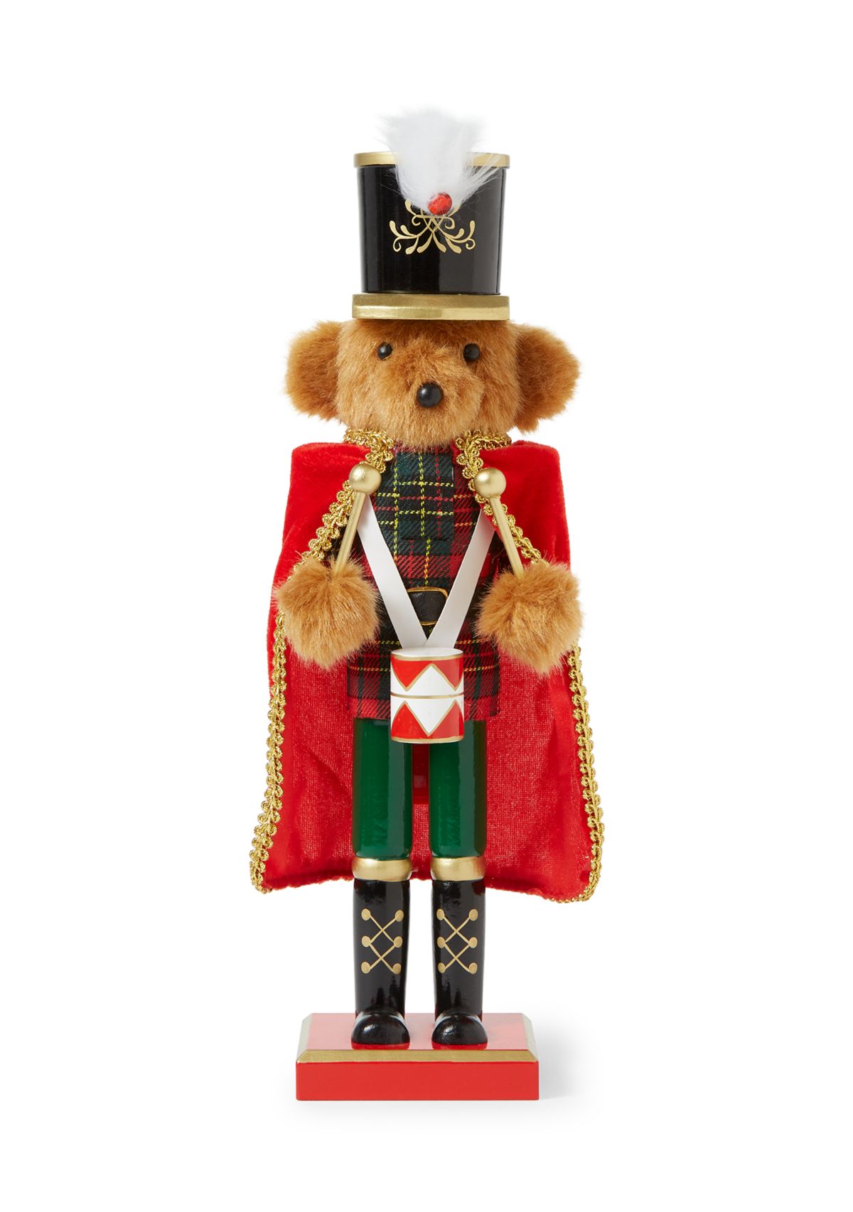 Wooden Teddy Bear Drummer Nutcracker