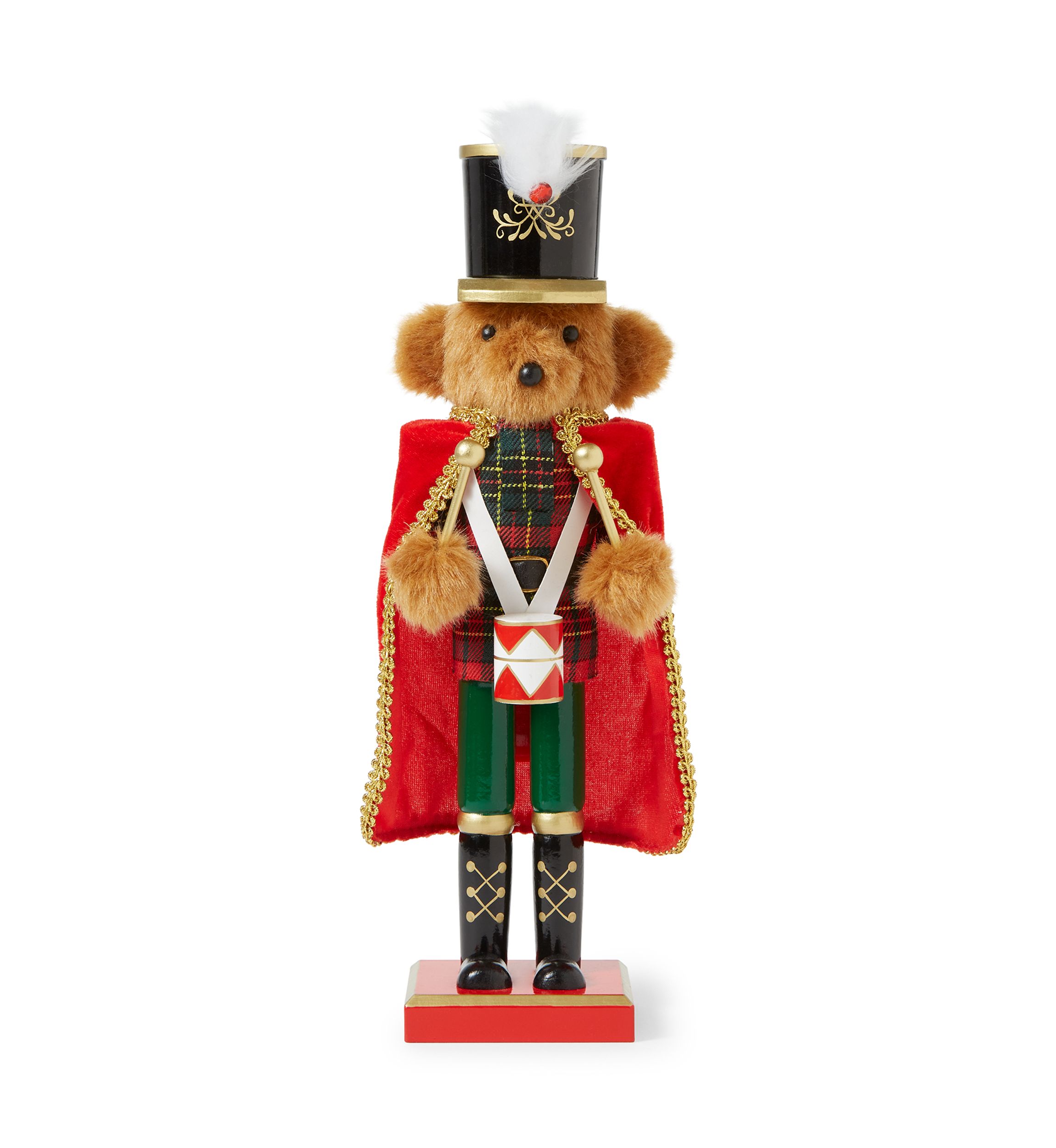 Wooden Teddy Bear Drummer Nutcracker