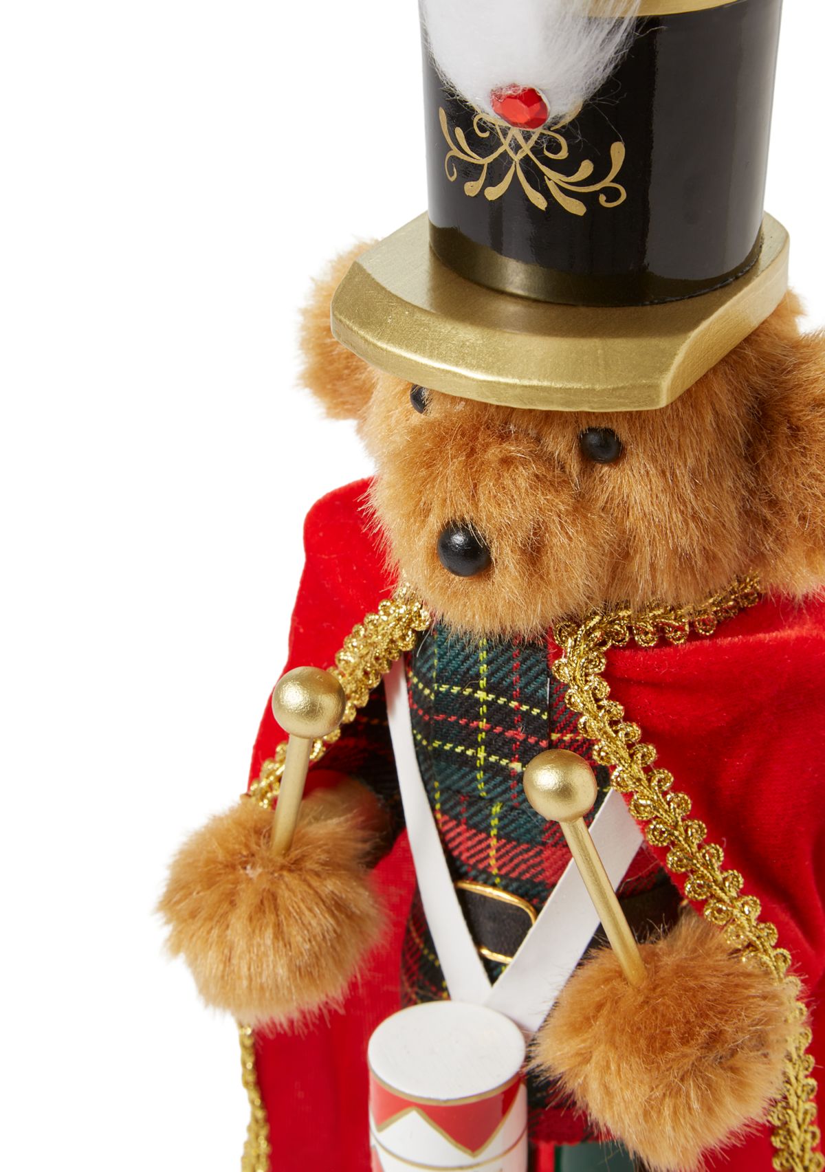 Wooden Teddy Bear Drummer Nutcracker