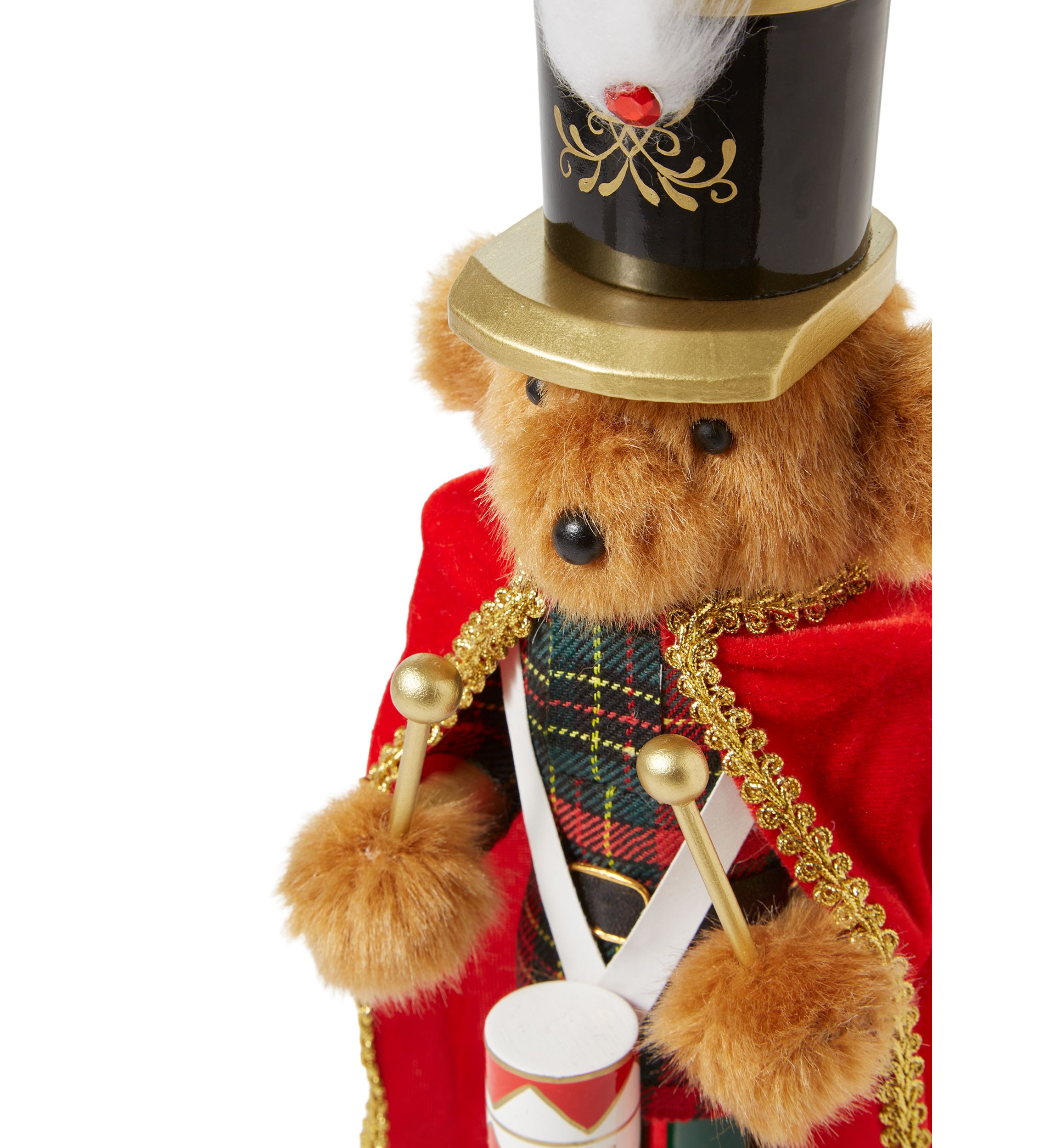 Wooden Teddy Bear Drummer Nutcracker