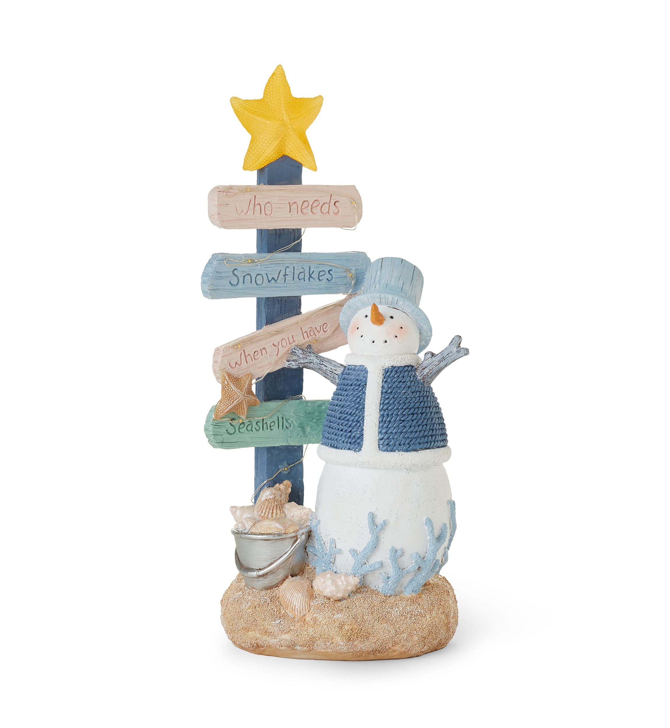 Coastal Snowman LED Figurine
