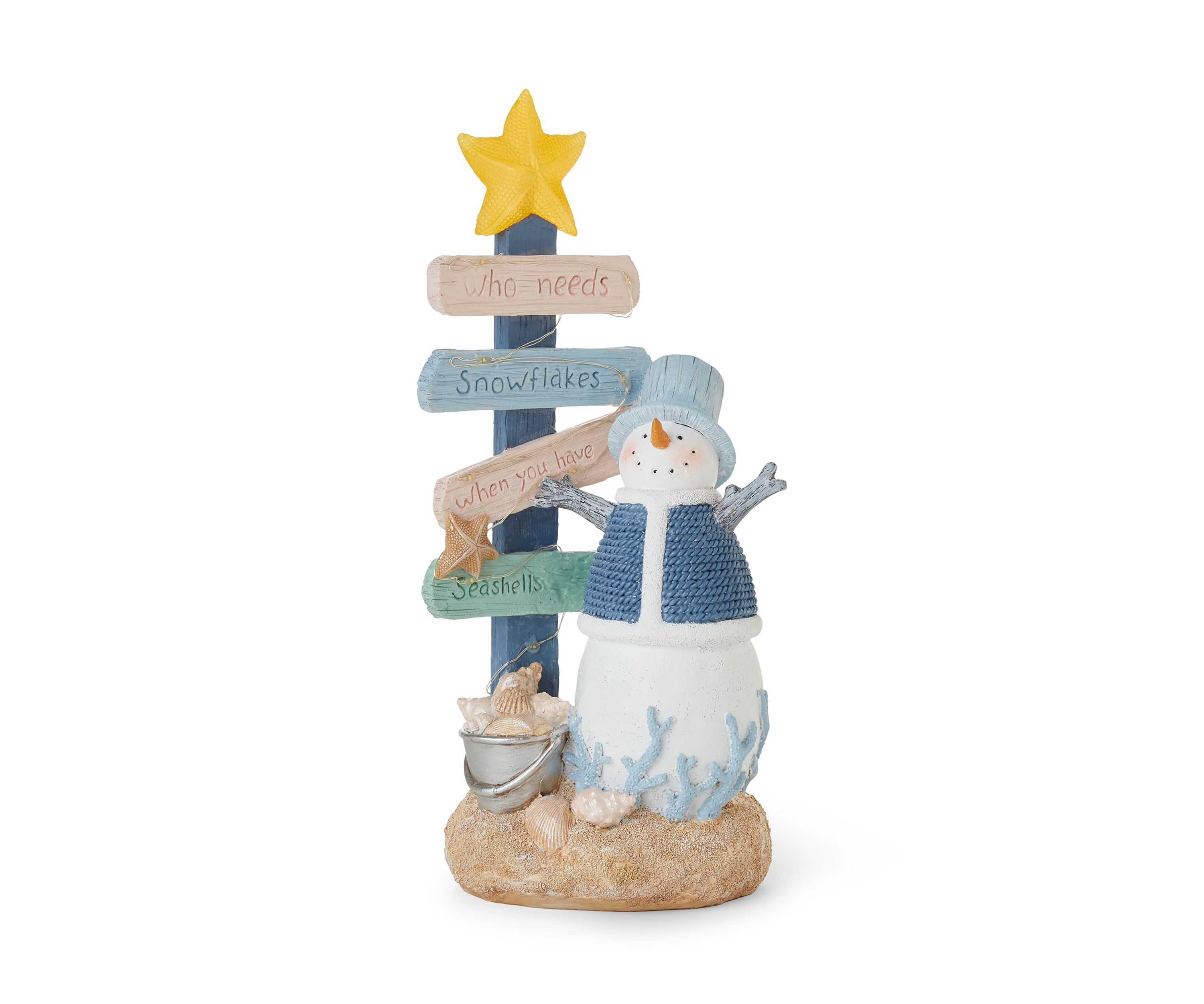 Coastal Snowman LED Figurine