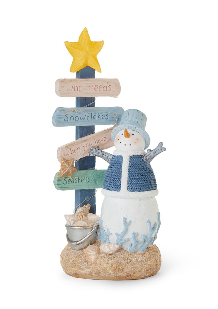 Coastal Snowman LED Figurine