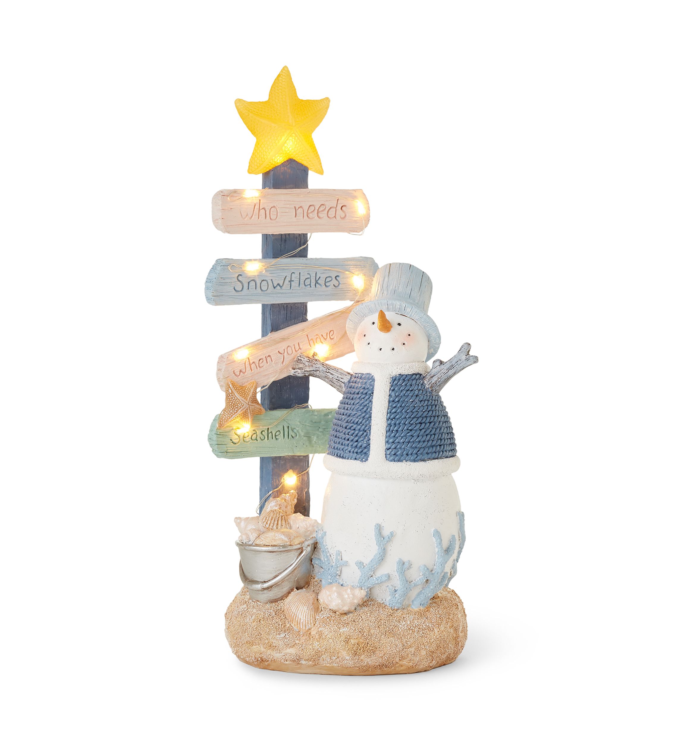 Coastal Snowman LED Figurine