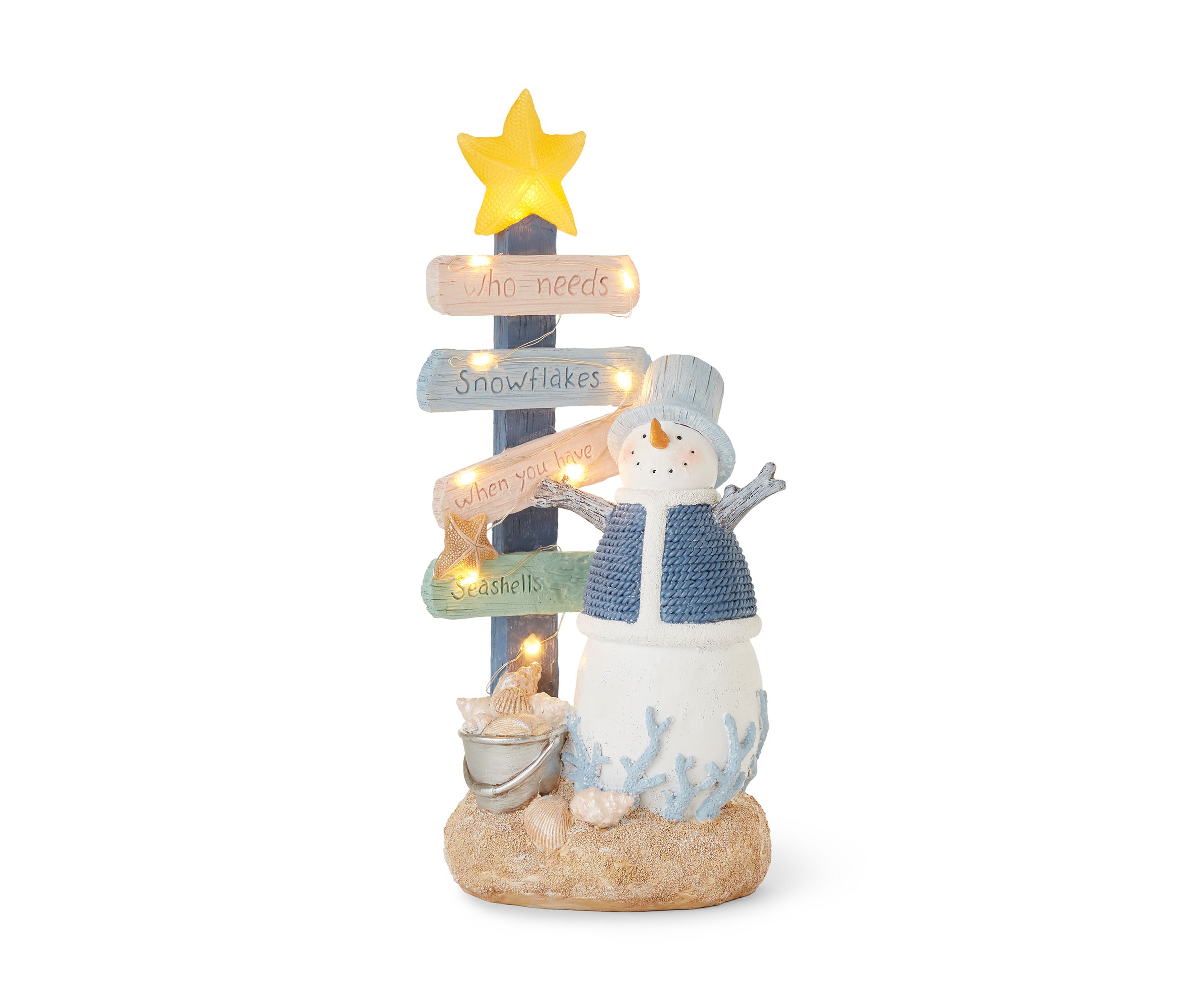 Coastal Snowman LED Figurine