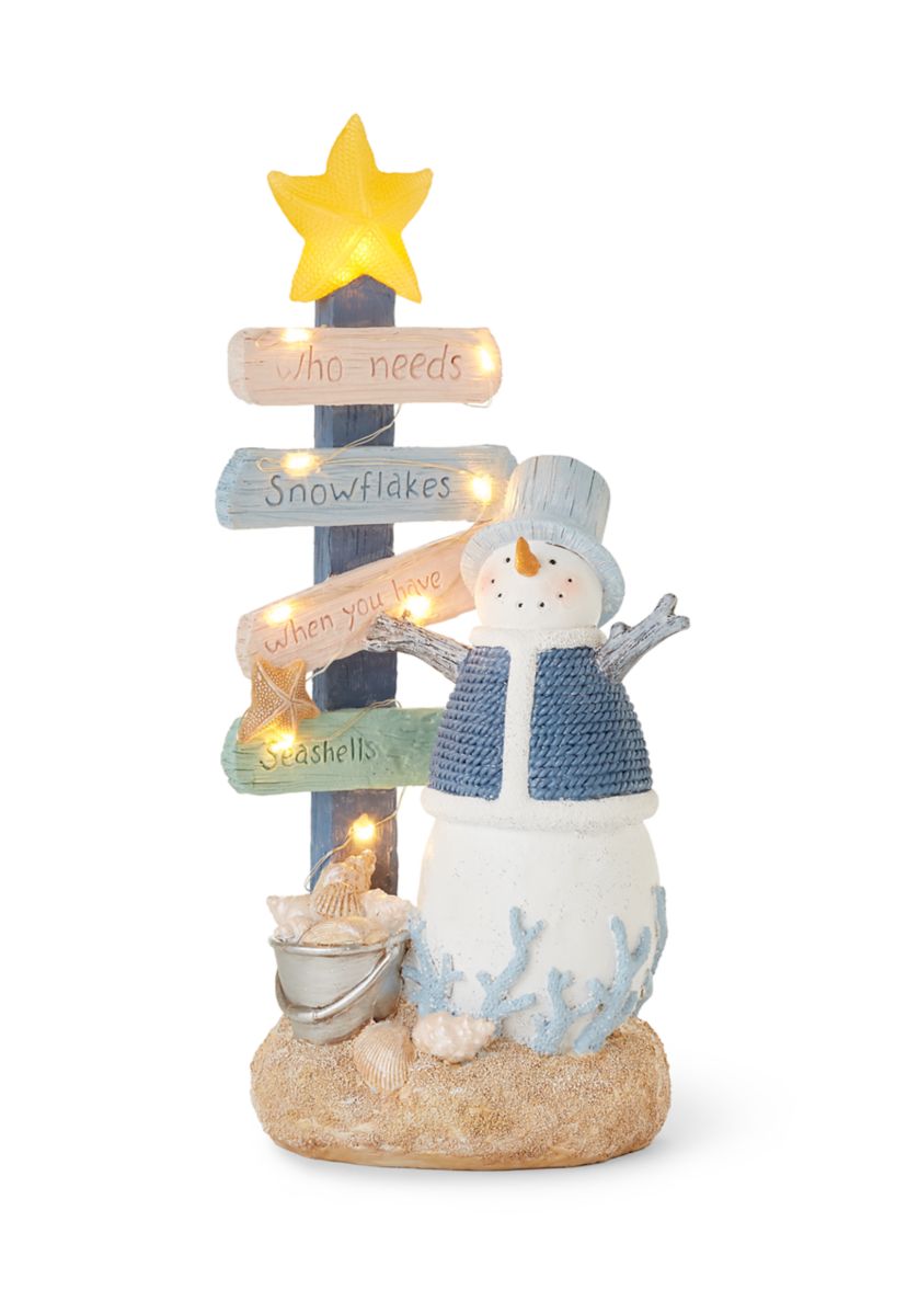 Coastal Snowman LED Figurine
