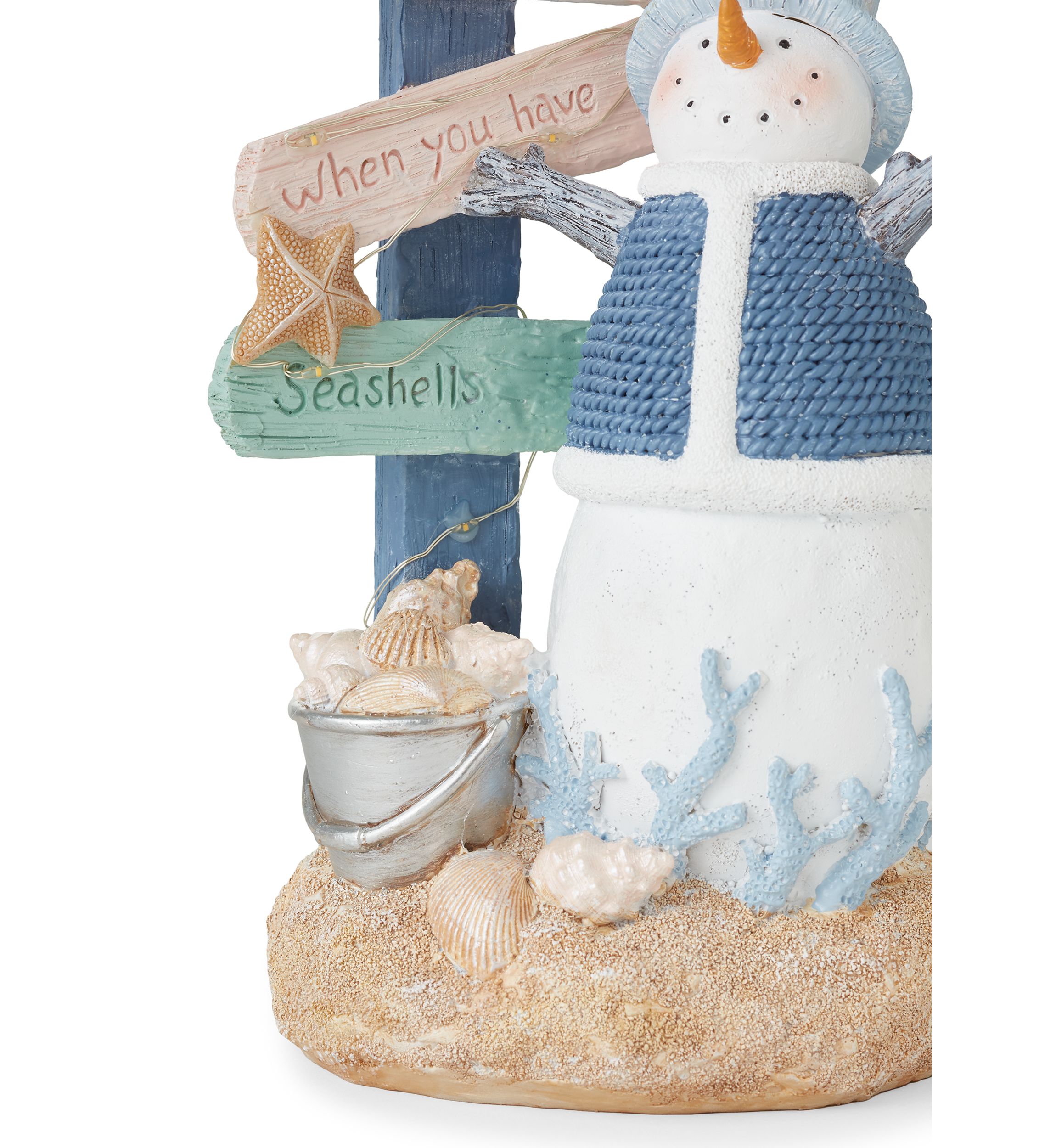 Coastal Snowman LED Figurine