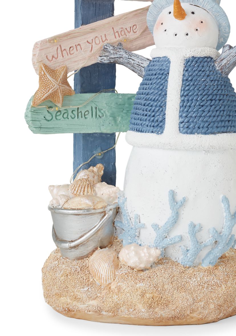 Coastal Snowman LED Figurine