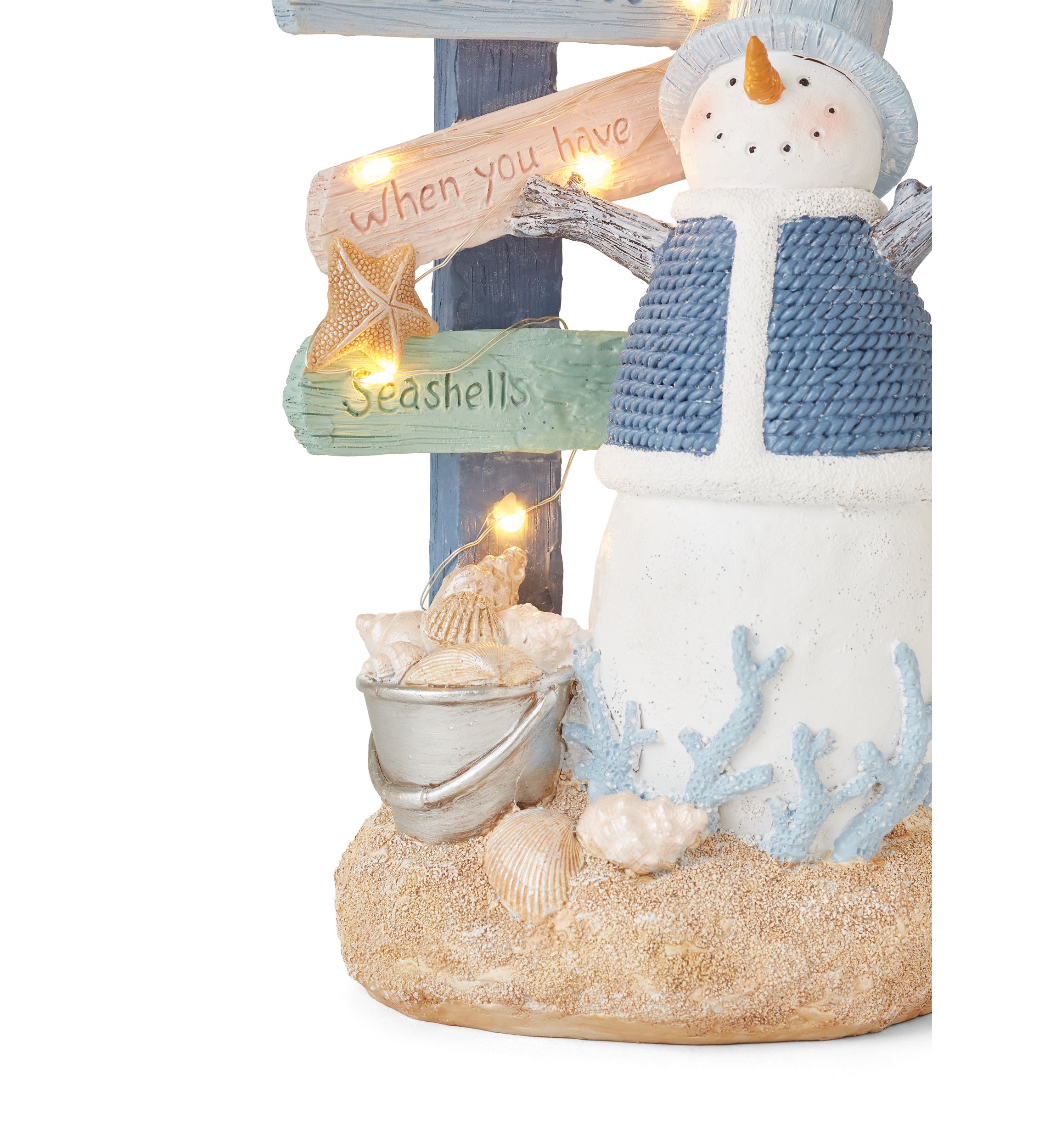 Coastal Snowman LED Figurine
