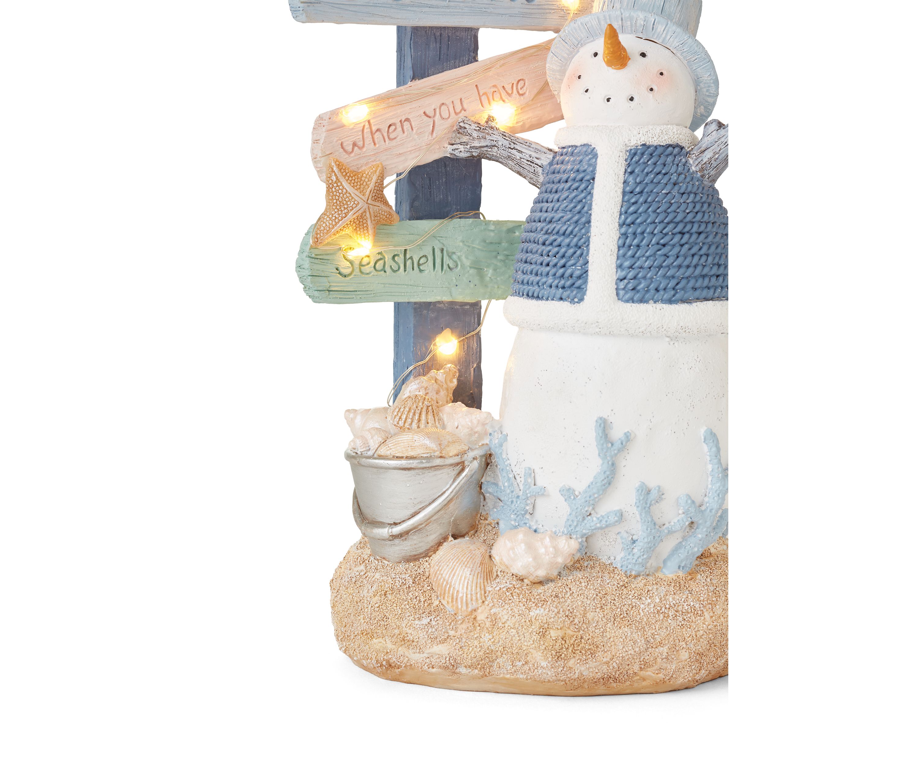 Coastal Snowman LED Figurine