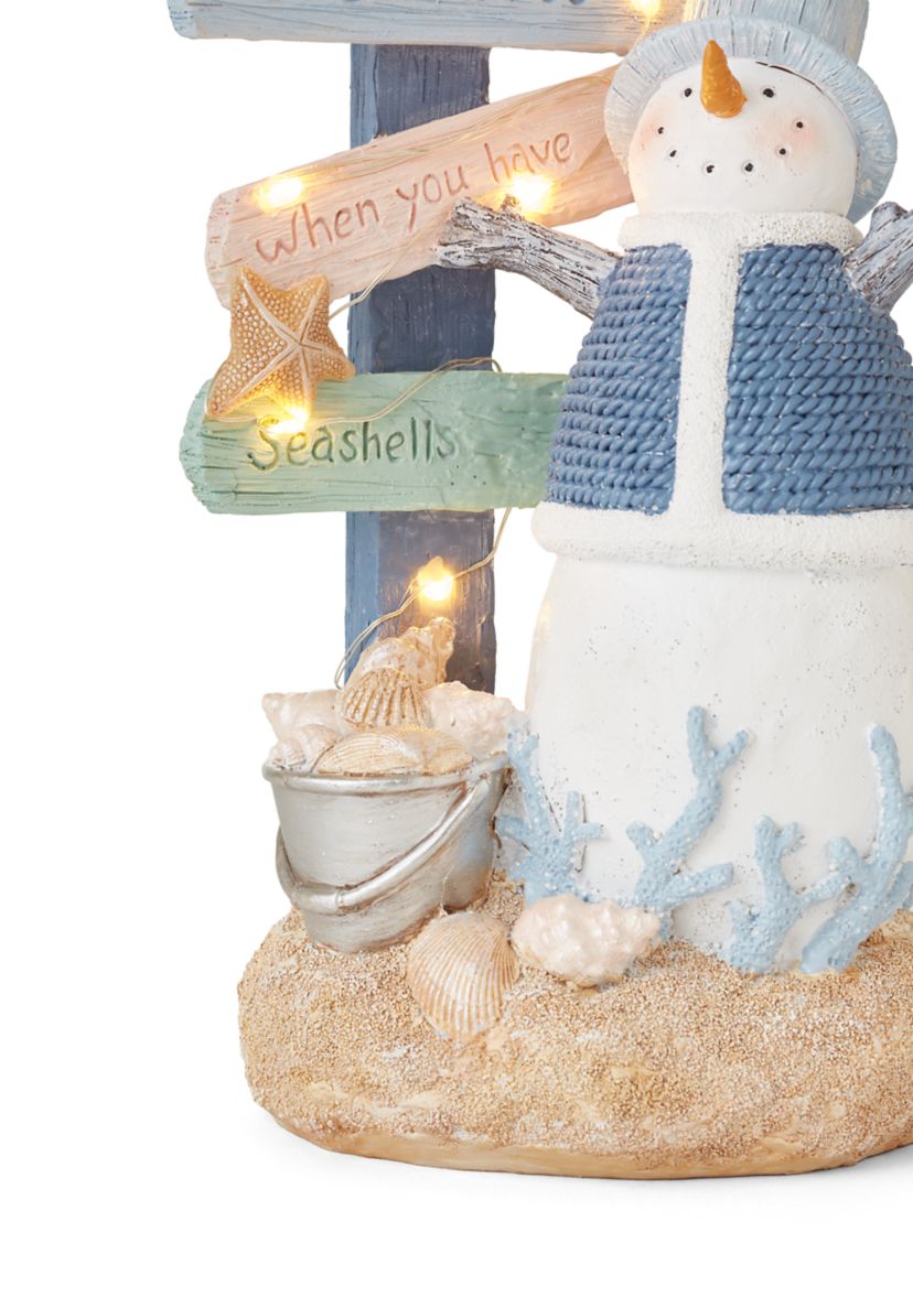 Coastal Snowman LED Figurine
