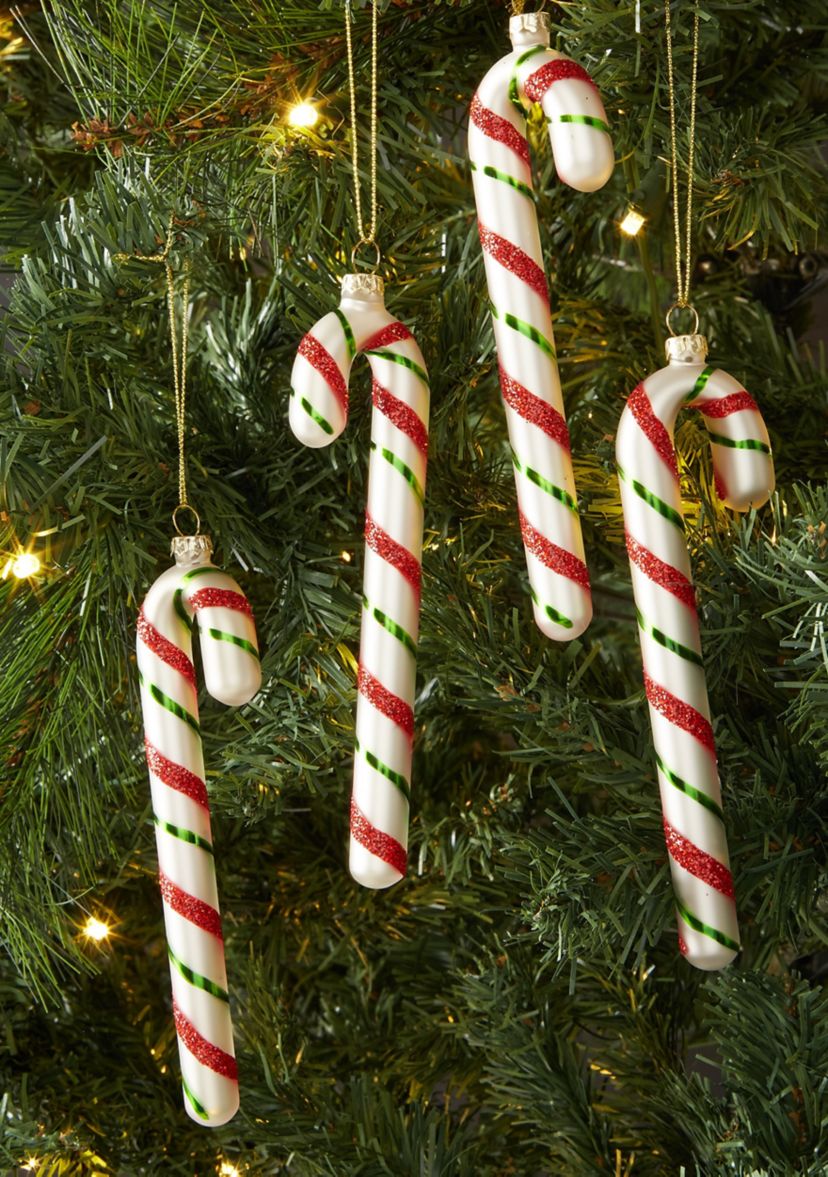 Holiday Candy Cane Ornaments - Set of 4 