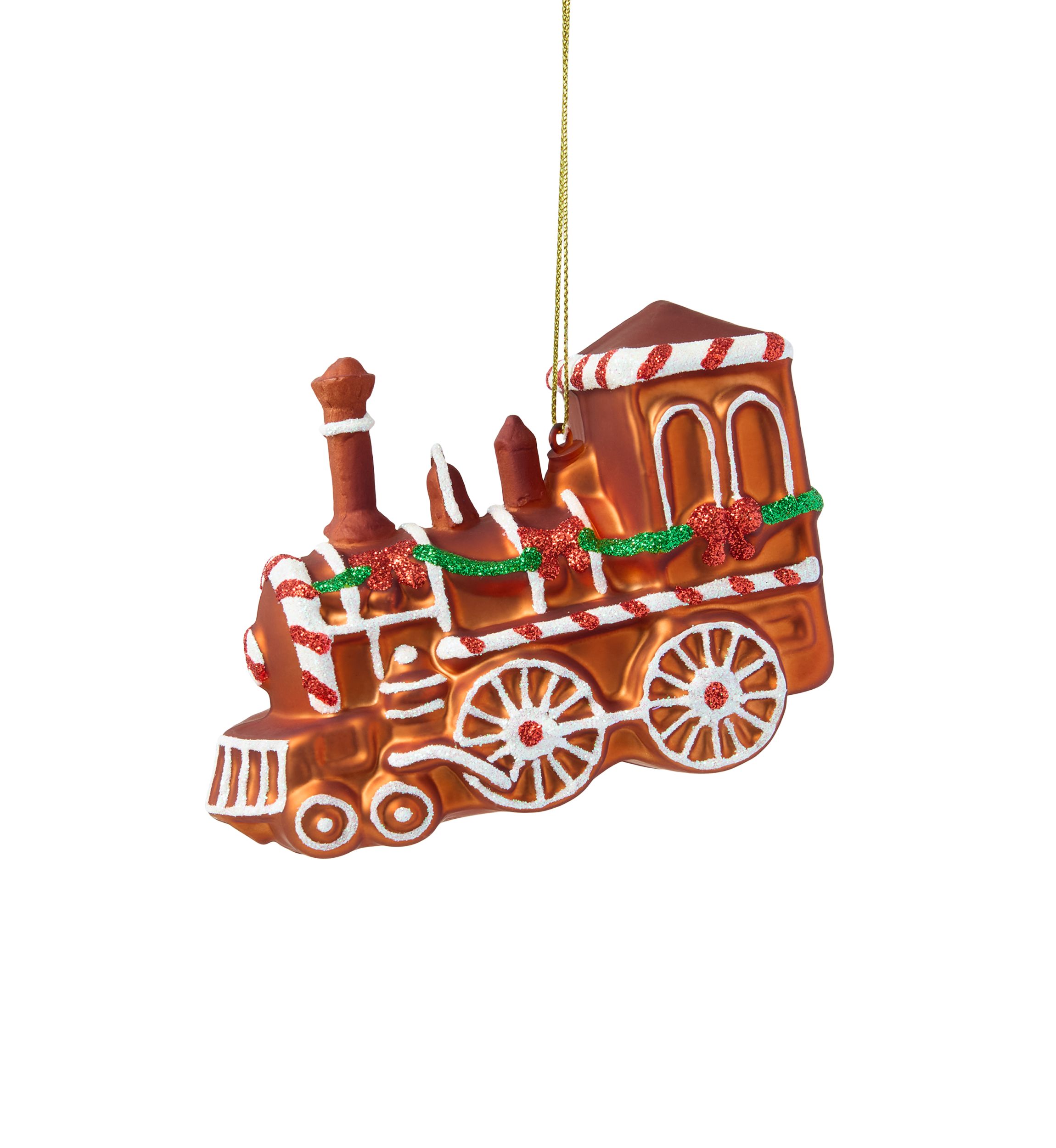 Glitter Gingerbread Train Ornament 