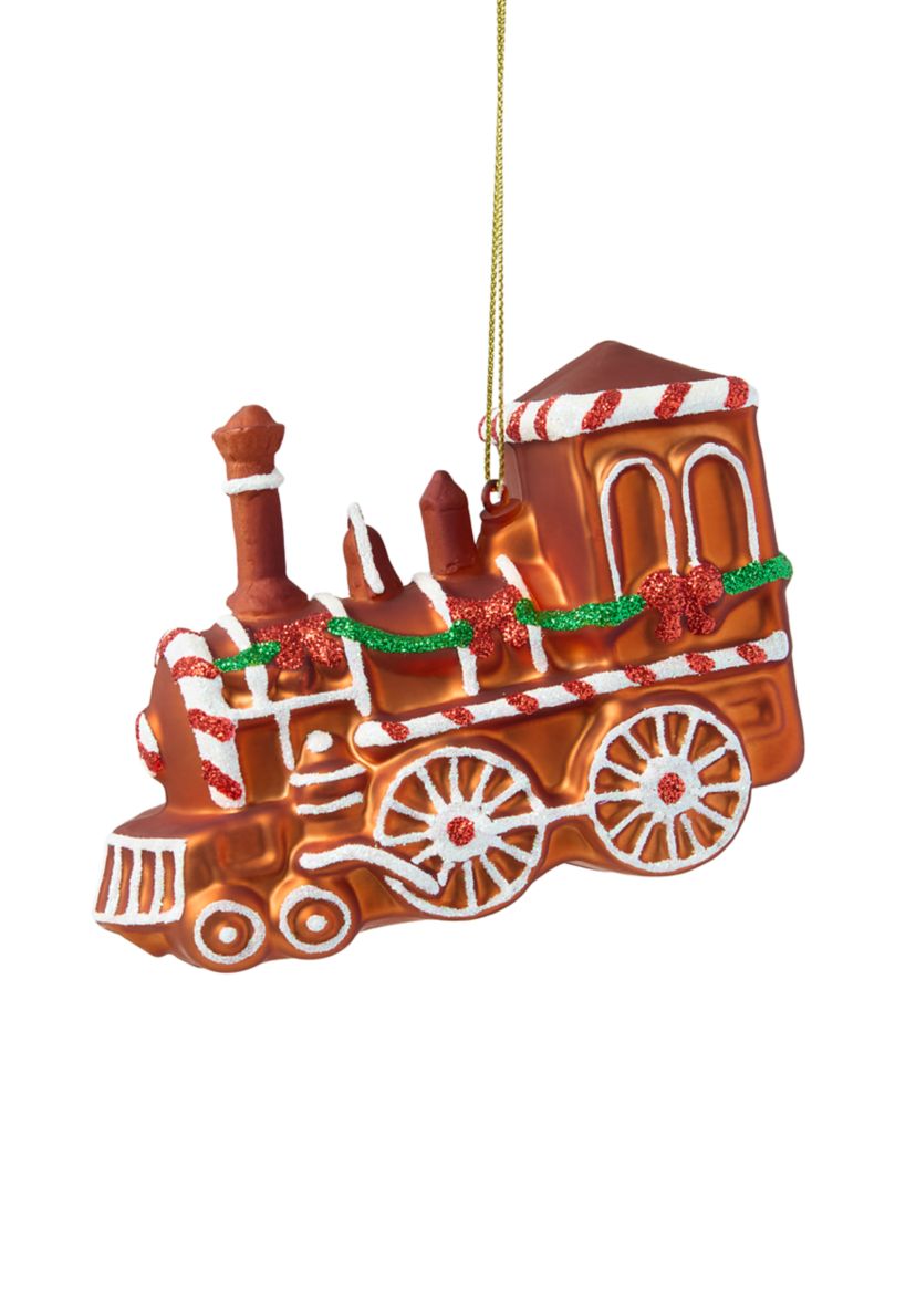 Glitter Gingerbread Train Ornament 