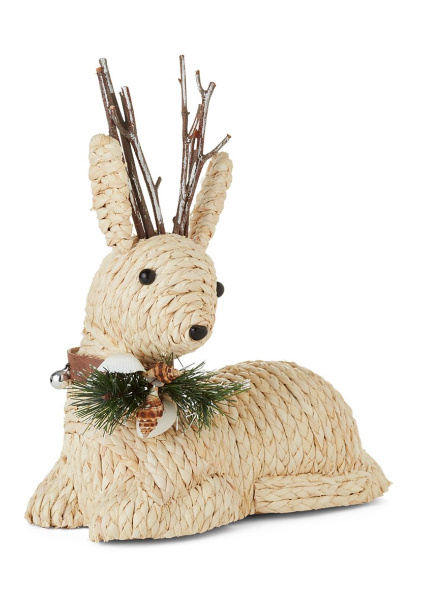 Coastal Sitting Woven Deer