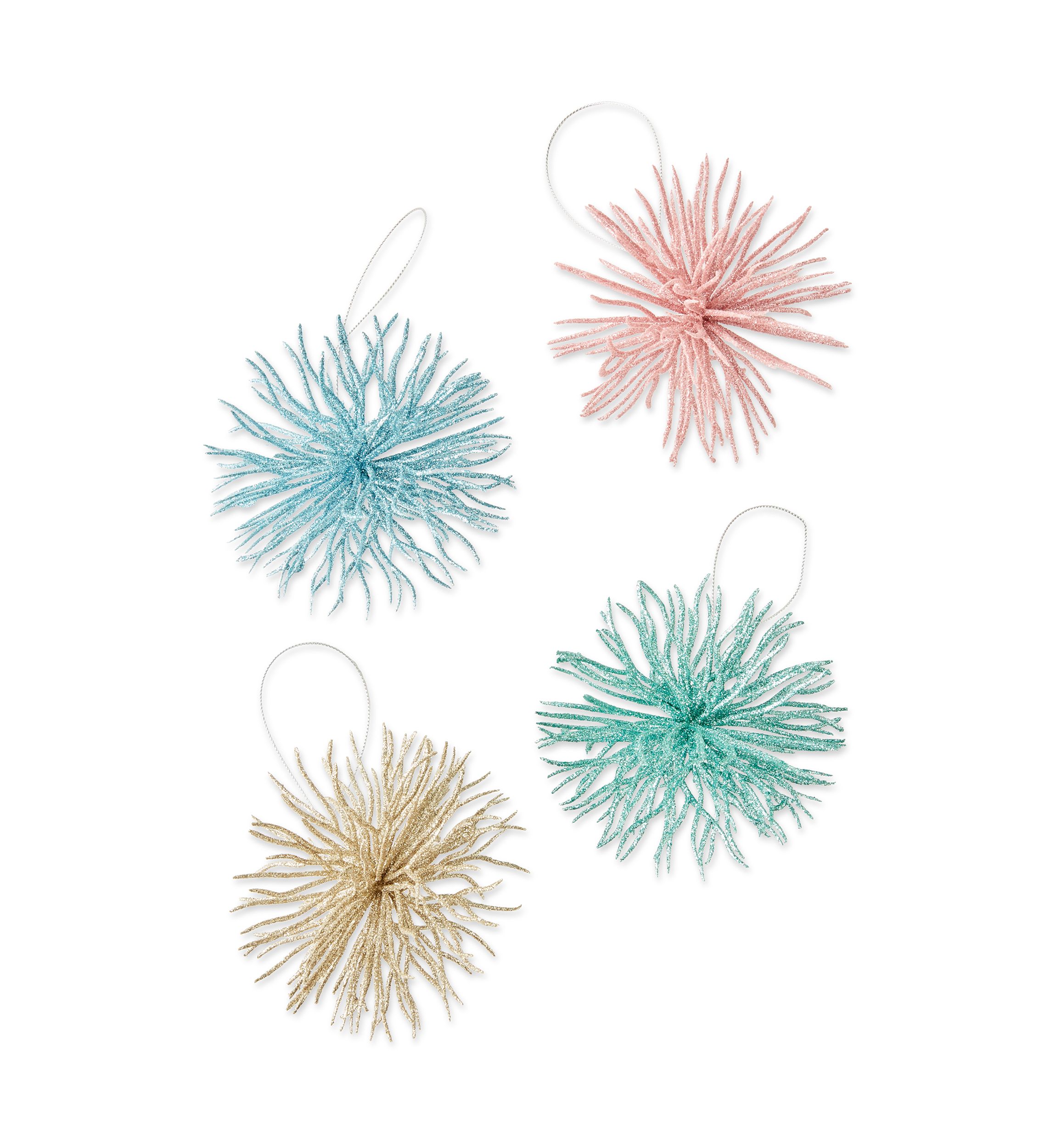 Sea Urchin Glitter Ornaments - Set of 4 