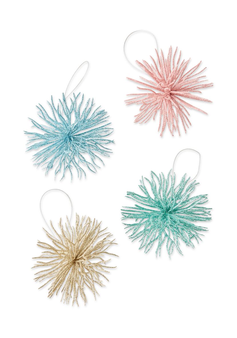 Sea Urchin Glitter Ornaments - Set of 4 
