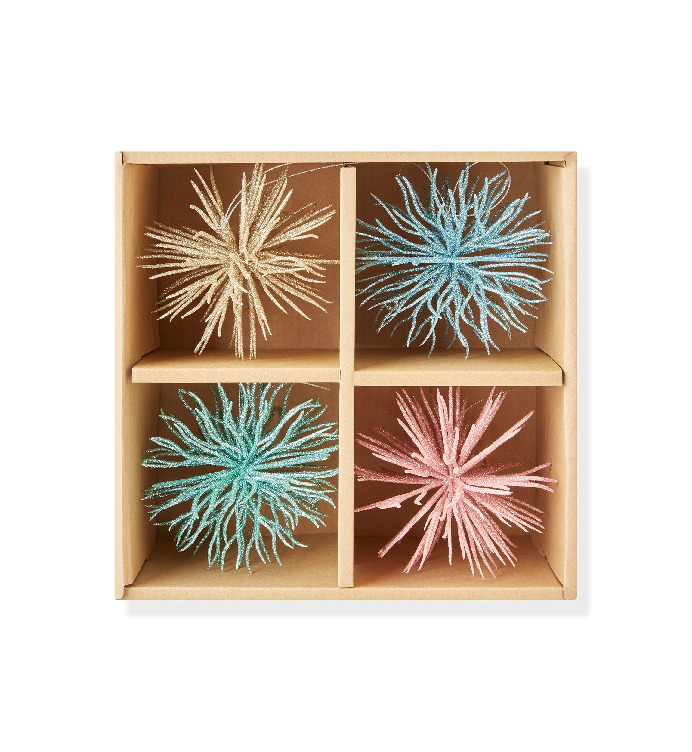 Sea Urchin Glitter Ornaments - Set of 4 
