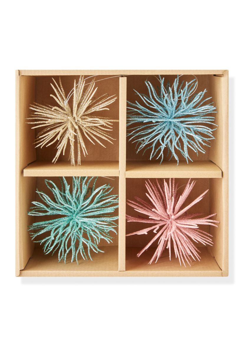 Sea Urchin Glitter Ornaments - Set of 4 
