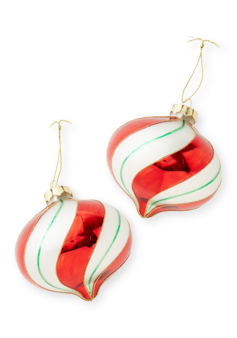Set of 2 Candy Stripe Onion Ornaments