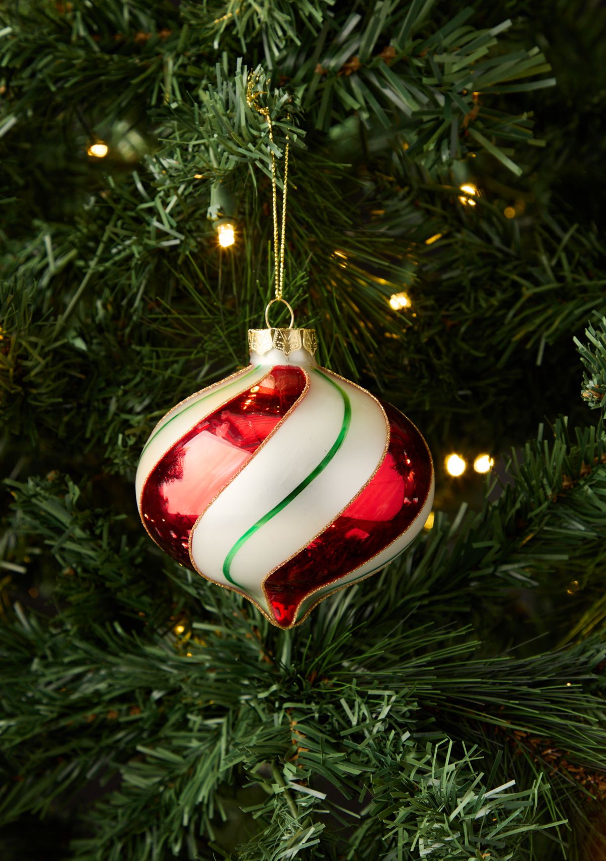 Set of 2 Candy Stripe Onion Ornaments