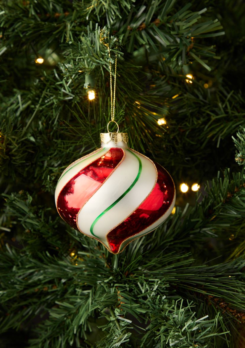 Set of 2 Candy Stripe Onion Ornaments