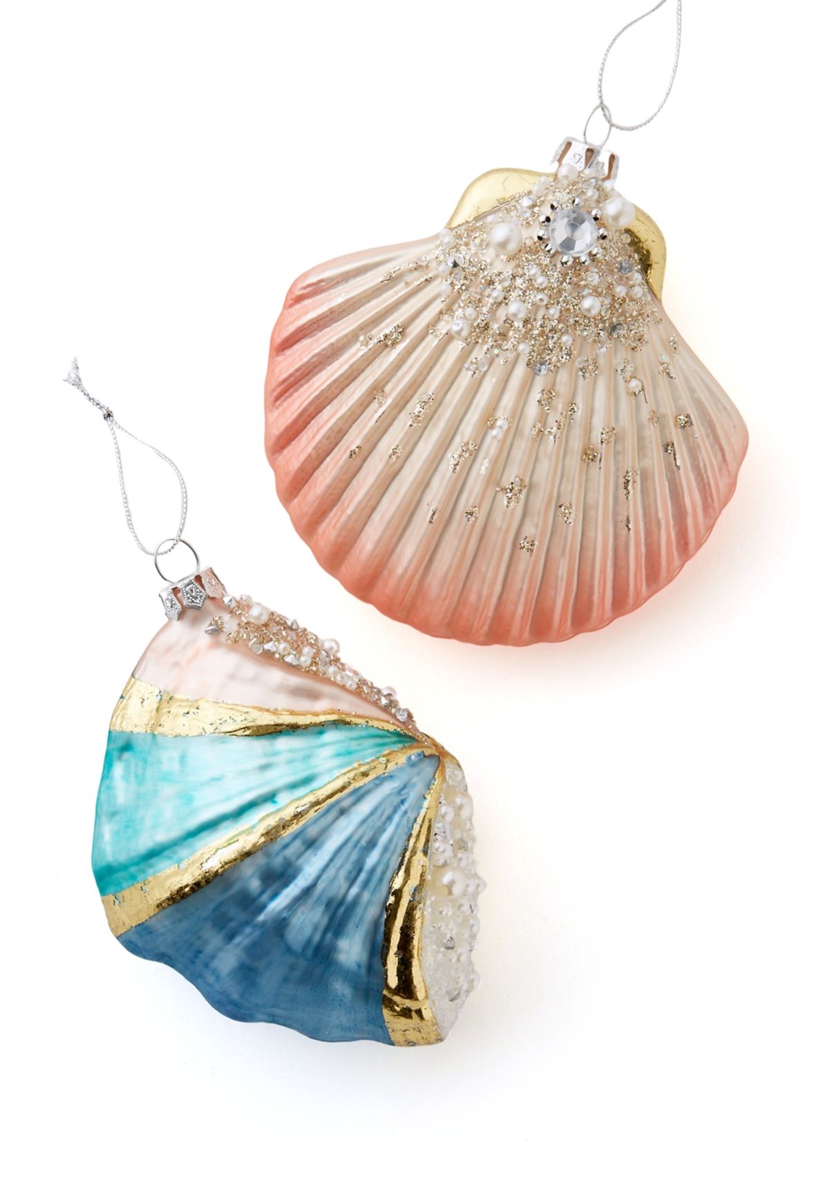 Set of 2 Shell and Clam Ornaments