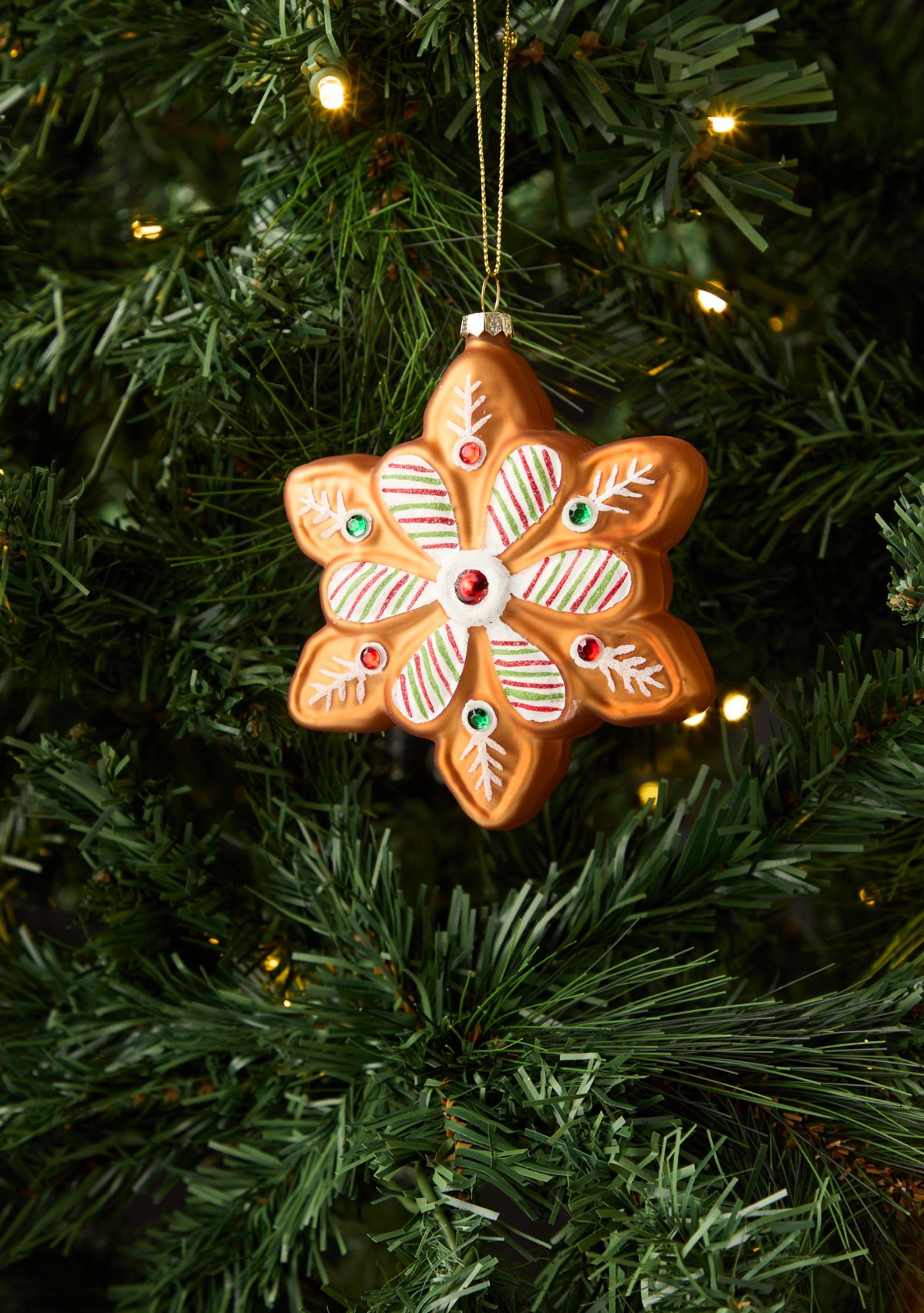 Set of 2 Gingerbread Snowflake Ornaments