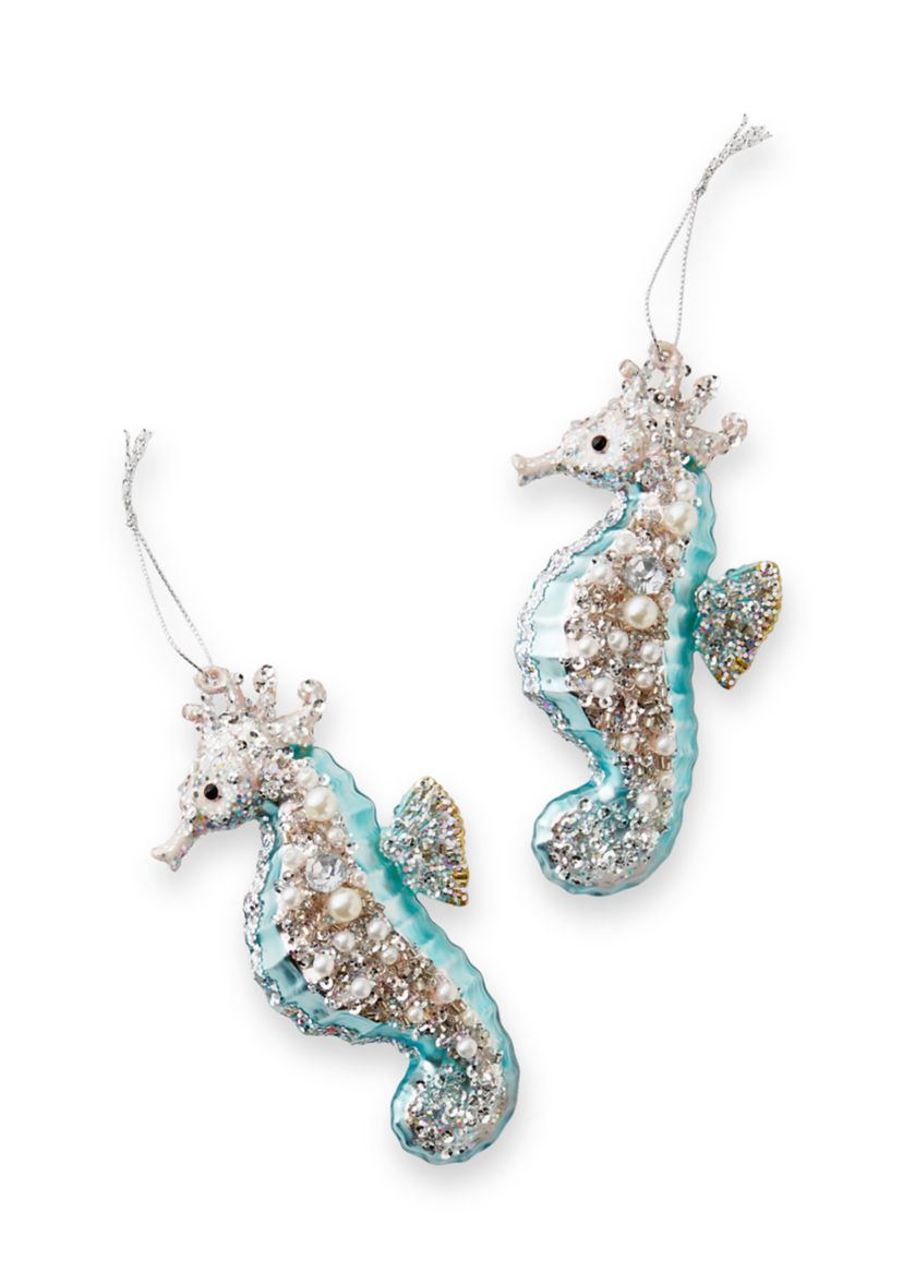 Set of 2 Seahorse Ornaments