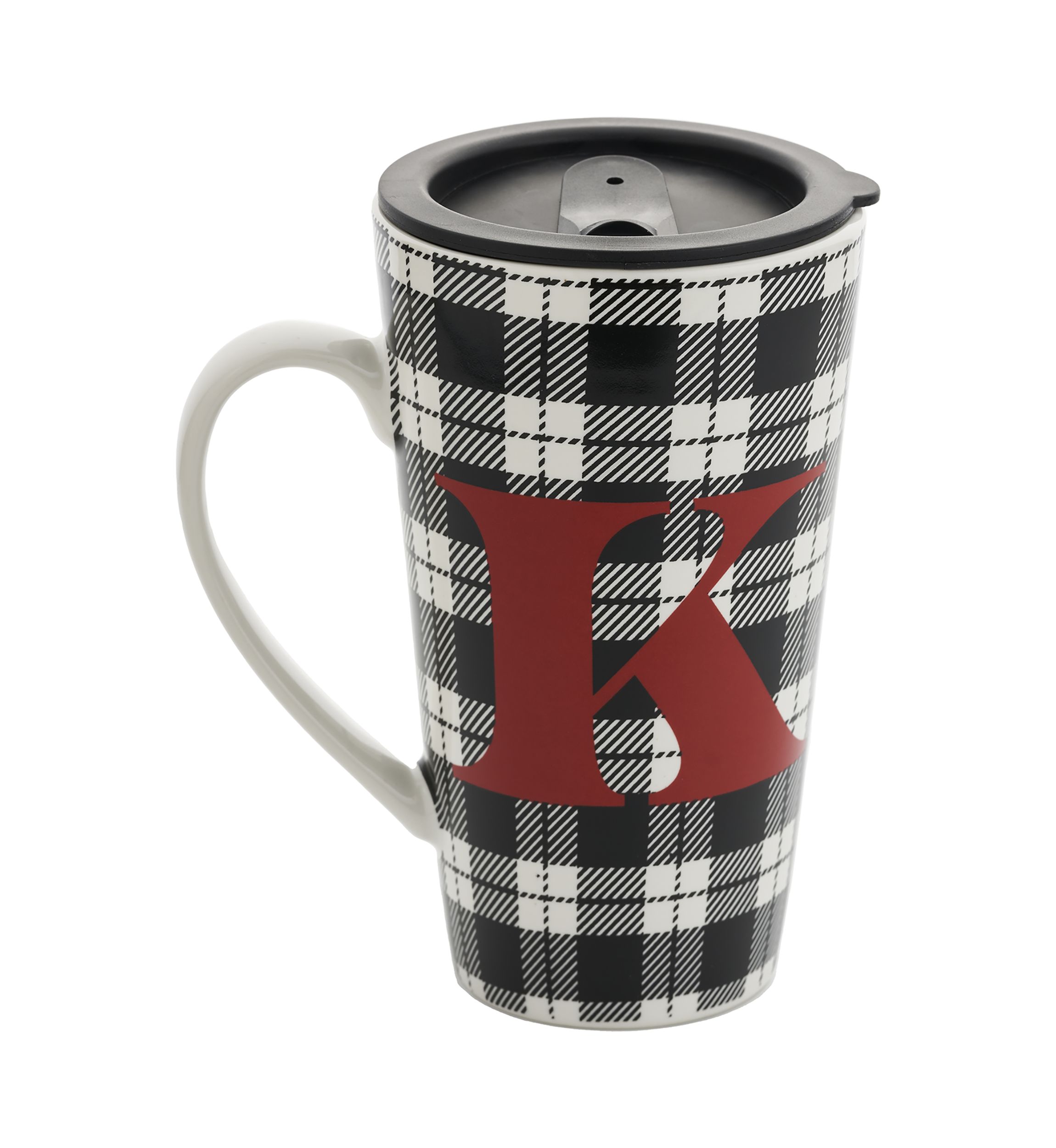  Buffalo Plaid Monogram "K" Latte Mug 