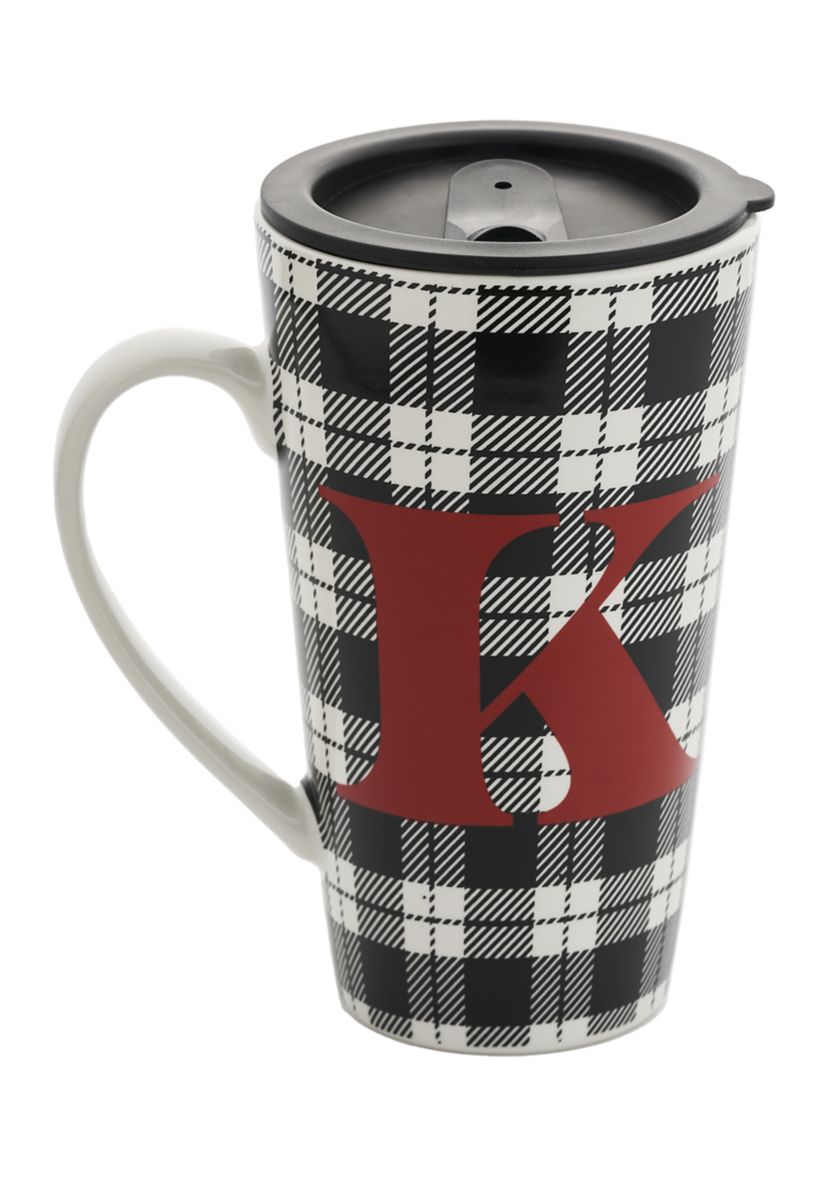 Buffalo Plaid Monogram "K" Latte Mug 