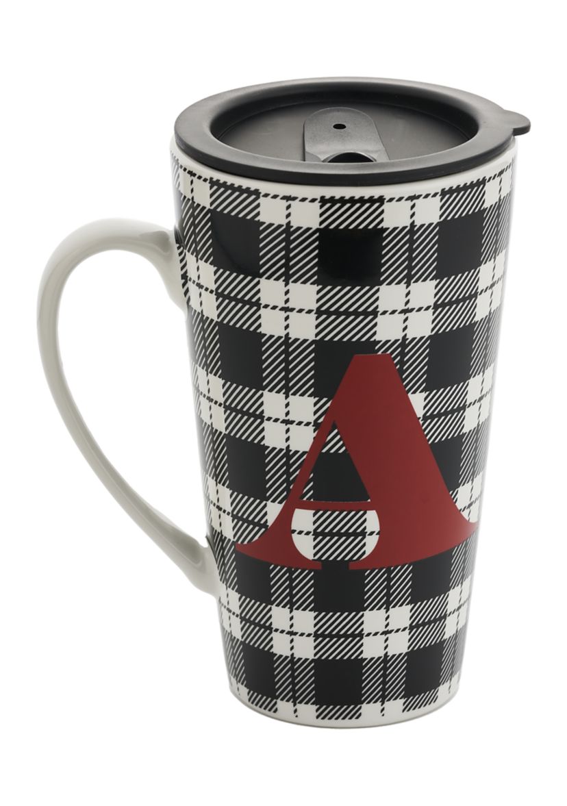  Buffalo Plaid Monogram "A" Latte Mug 