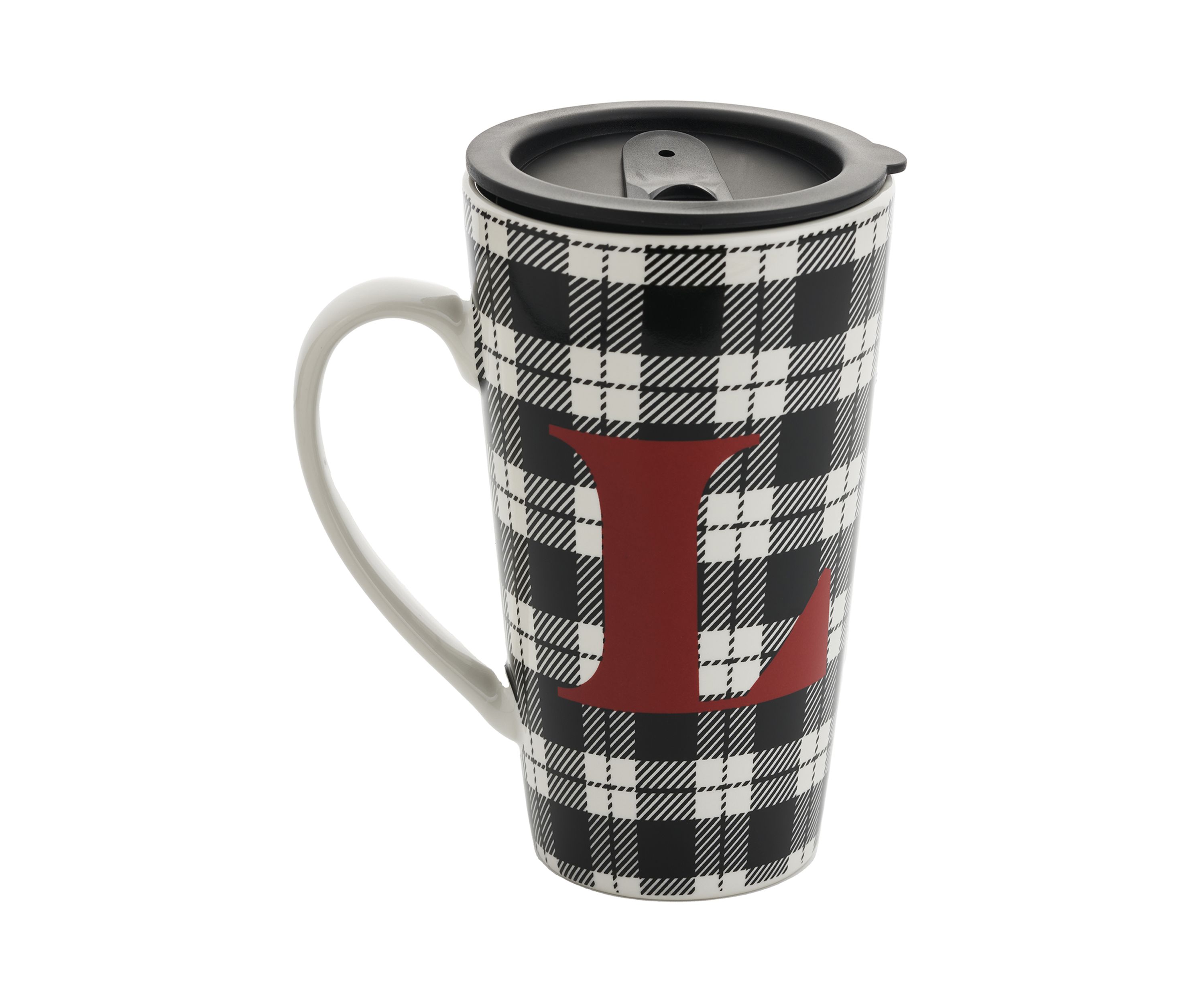 Buffalo Plaid Monogram "L" Latte Mug