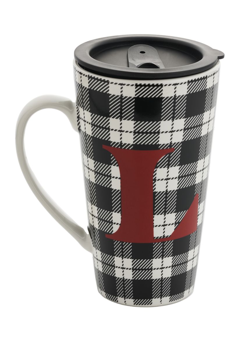 Buffalo Plaid Monogram "L" Latte Mug