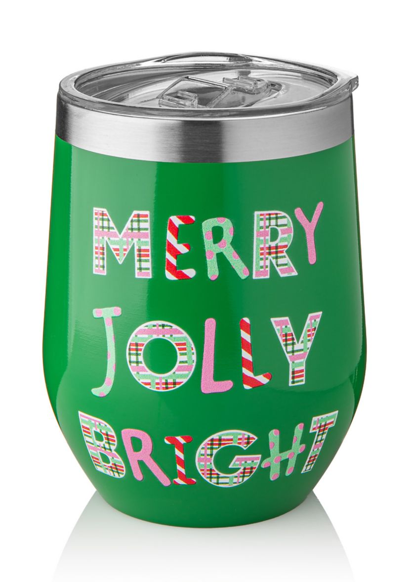 Christmas Themed Insulated Wine Tumbler with Lid