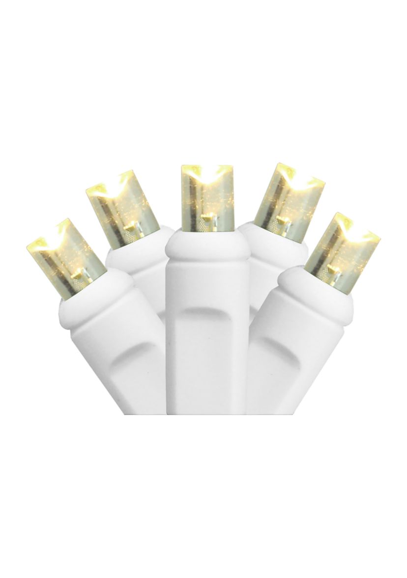 35 Warm White LED Wide Angle Mini Christmas Lights - 11.5 ft White Wire