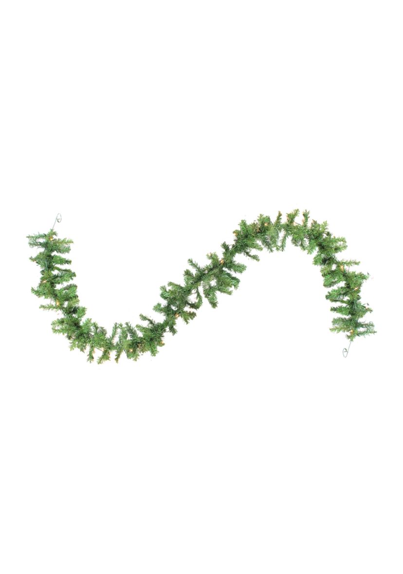 9" x 18" Pre Lit Deluxe Green Windsor Pine Christmas Garland - Clear Lights