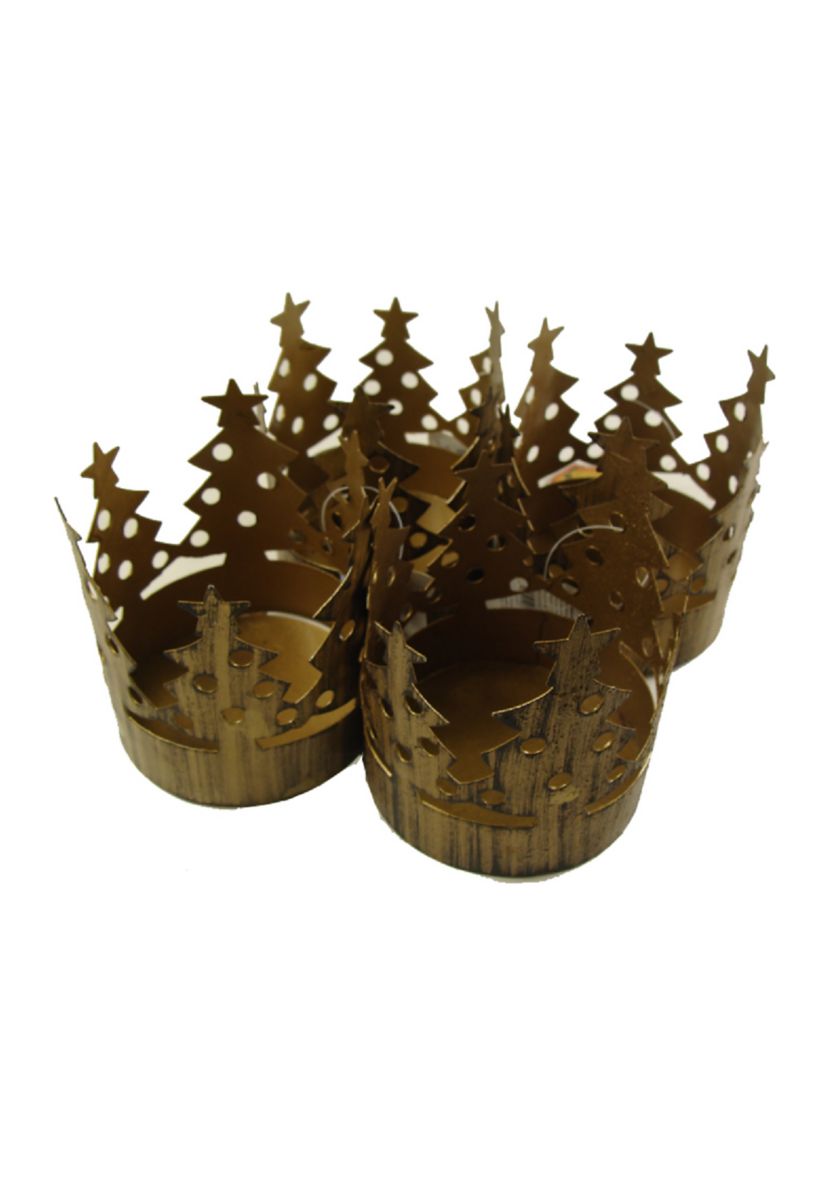 Club Pack of 72 Bronze Christmas Tree Pillar Candle Holders - 3.75"