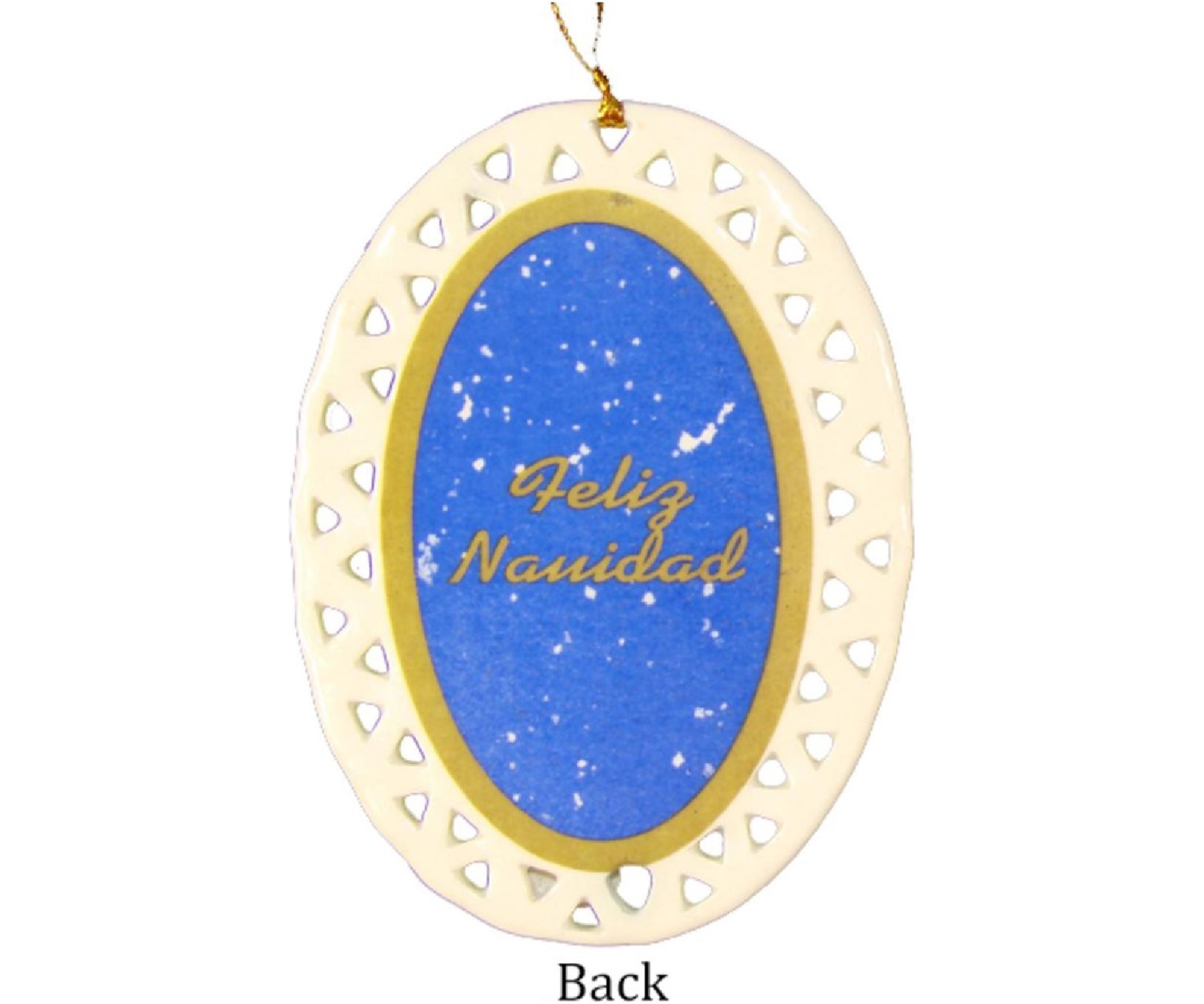 Club Pack of 192 Ivory and Blue Jesus with Holy Mary Christmas Ornaments 3.75Inch