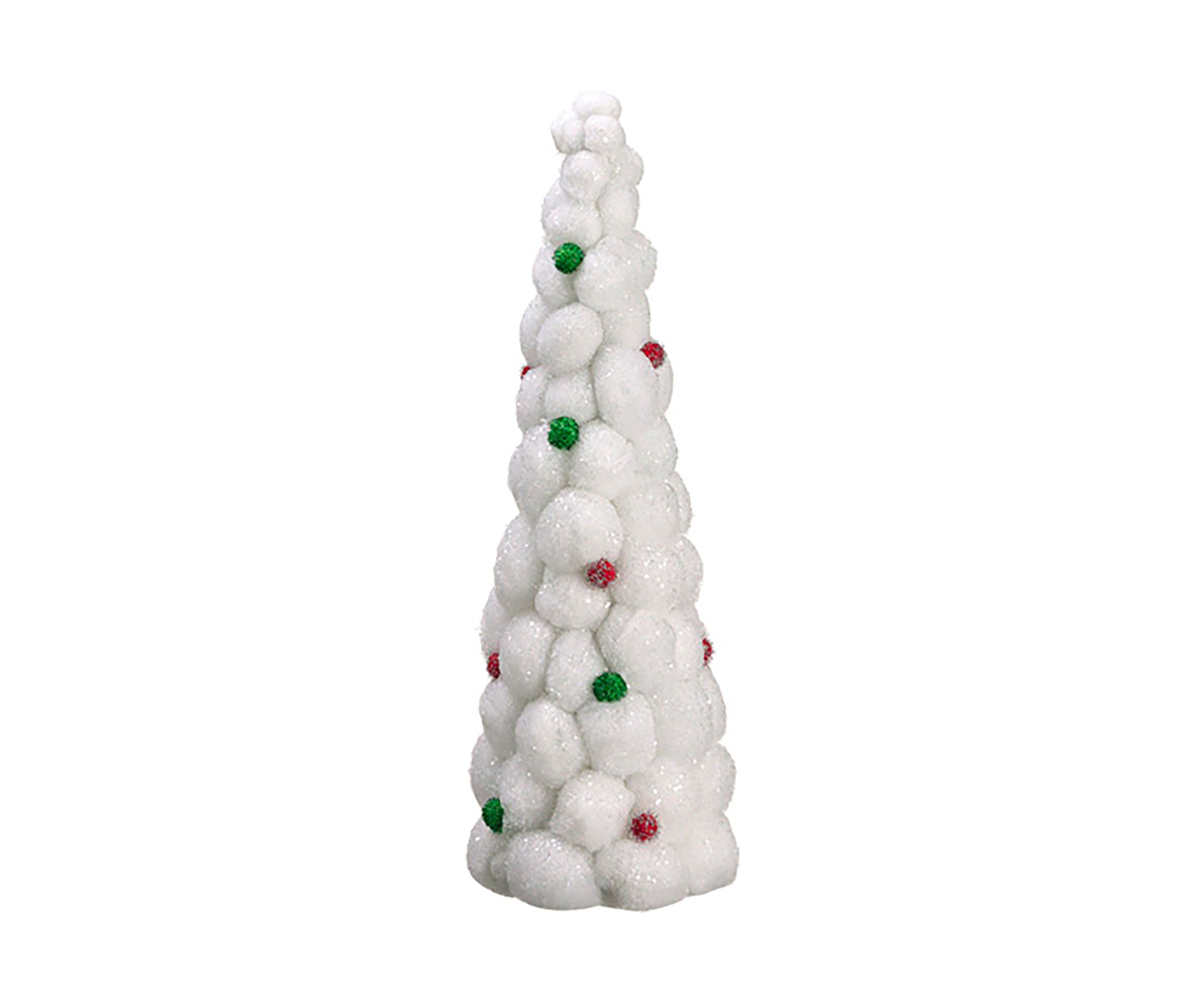 24" White Whimsical Snowball Glitter Tabletop Christmas Topiary Tree - Unlit