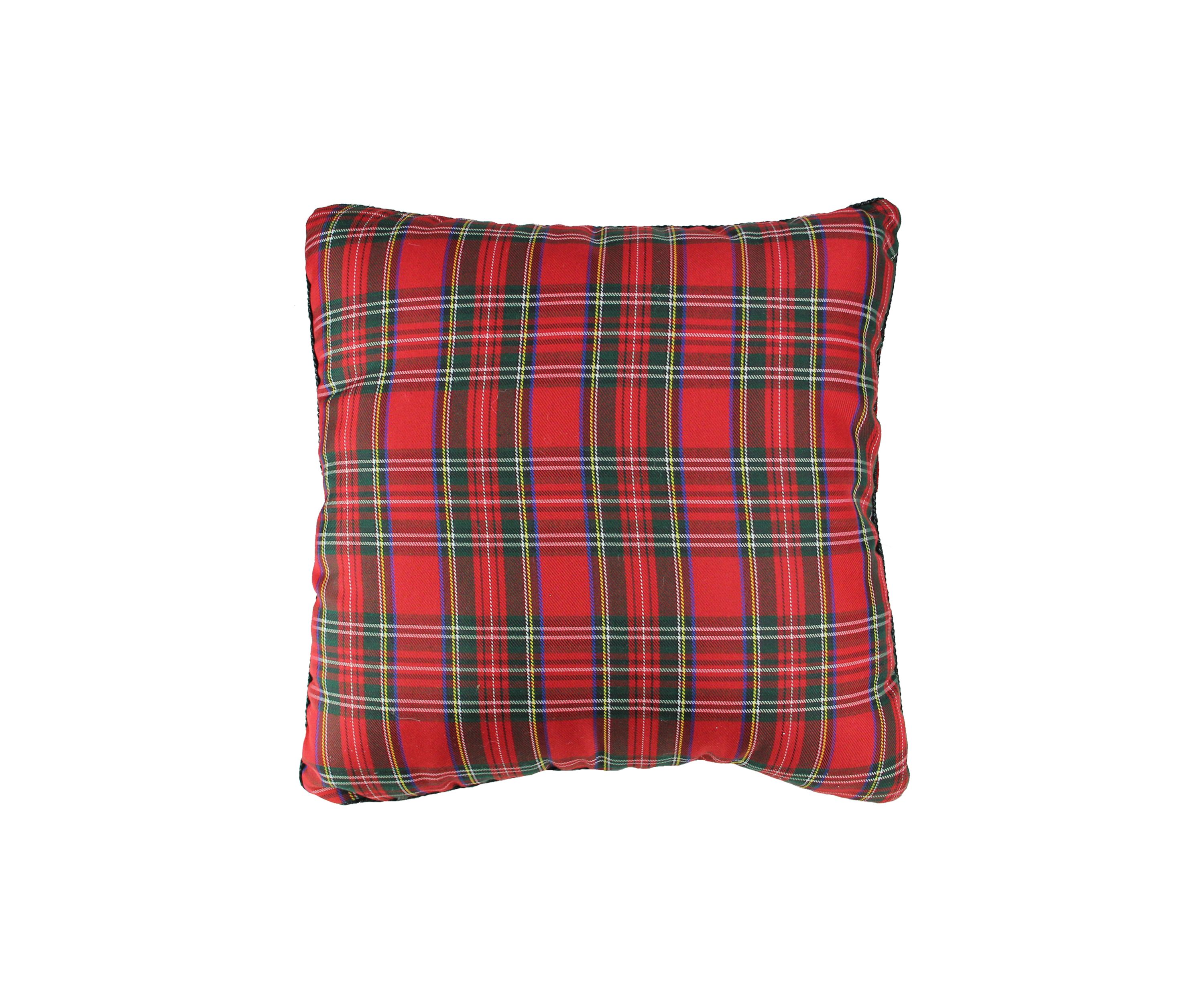 15.5Inch Red and Green Plaid Square Christmas Throw Pillow