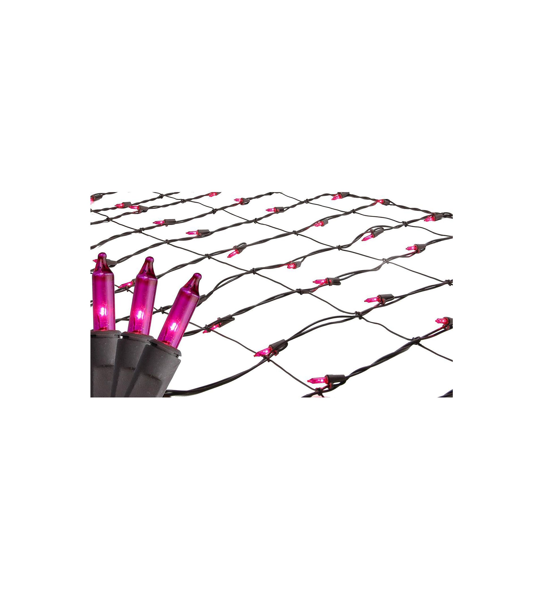 2 x 8 Pink Mini Christmas Net Style Tree Trunk Wrap Lights - Brown Wire
