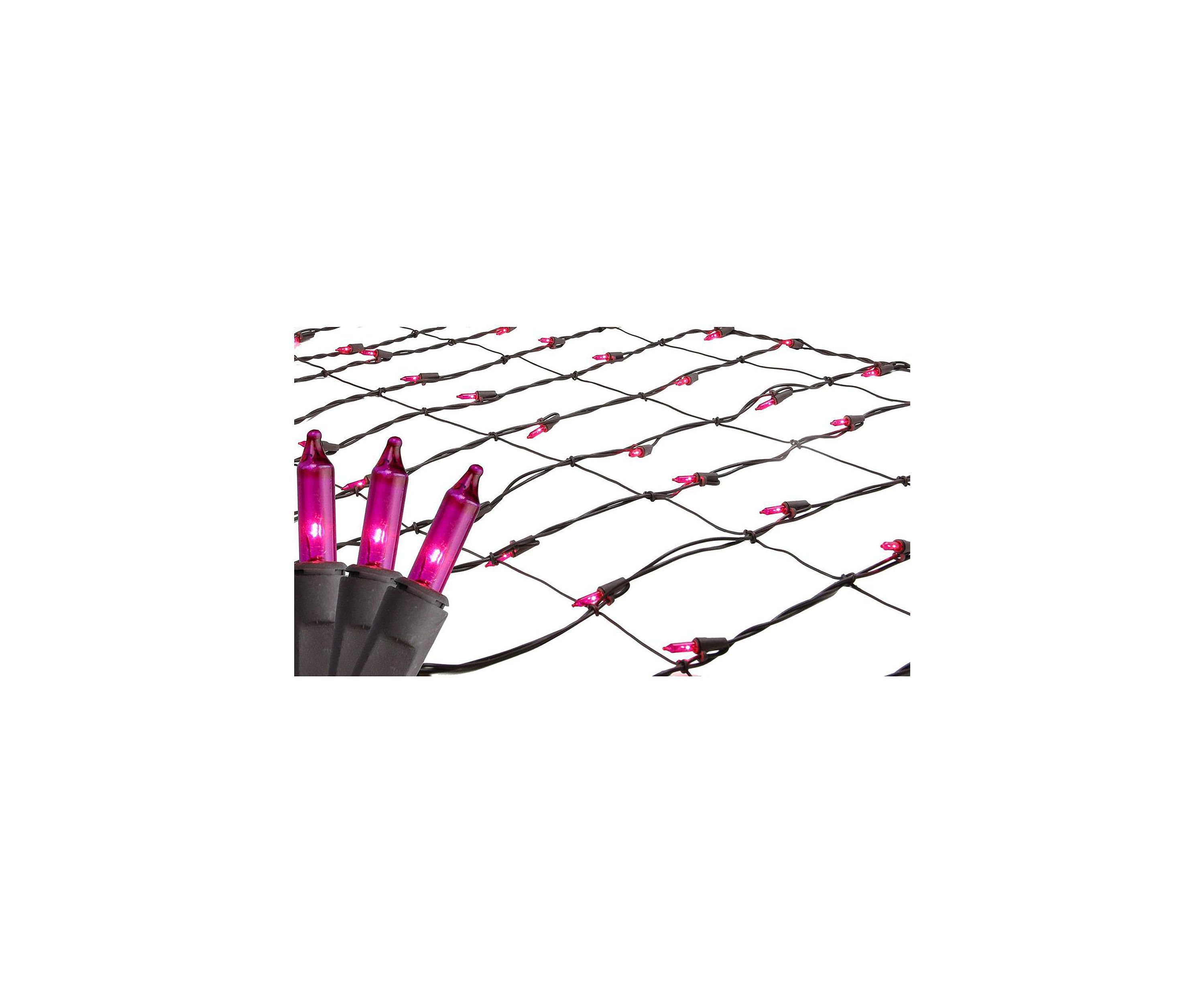 2 x 8 Pink Mini Christmas Net Style Tree Trunk Wrap Lights - Brown Wire