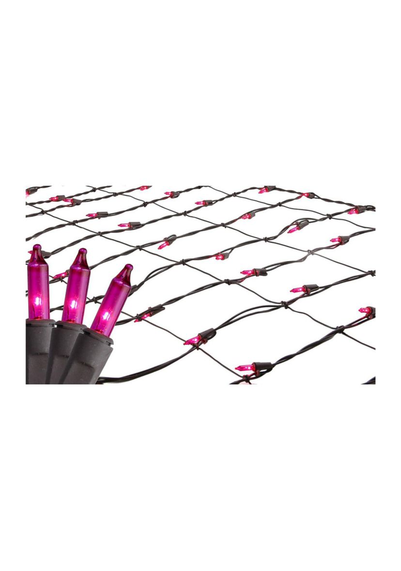 2 x 8 Pink Mini Christmas Net Style Tree Trunk Wrap Lights - Brown Wire